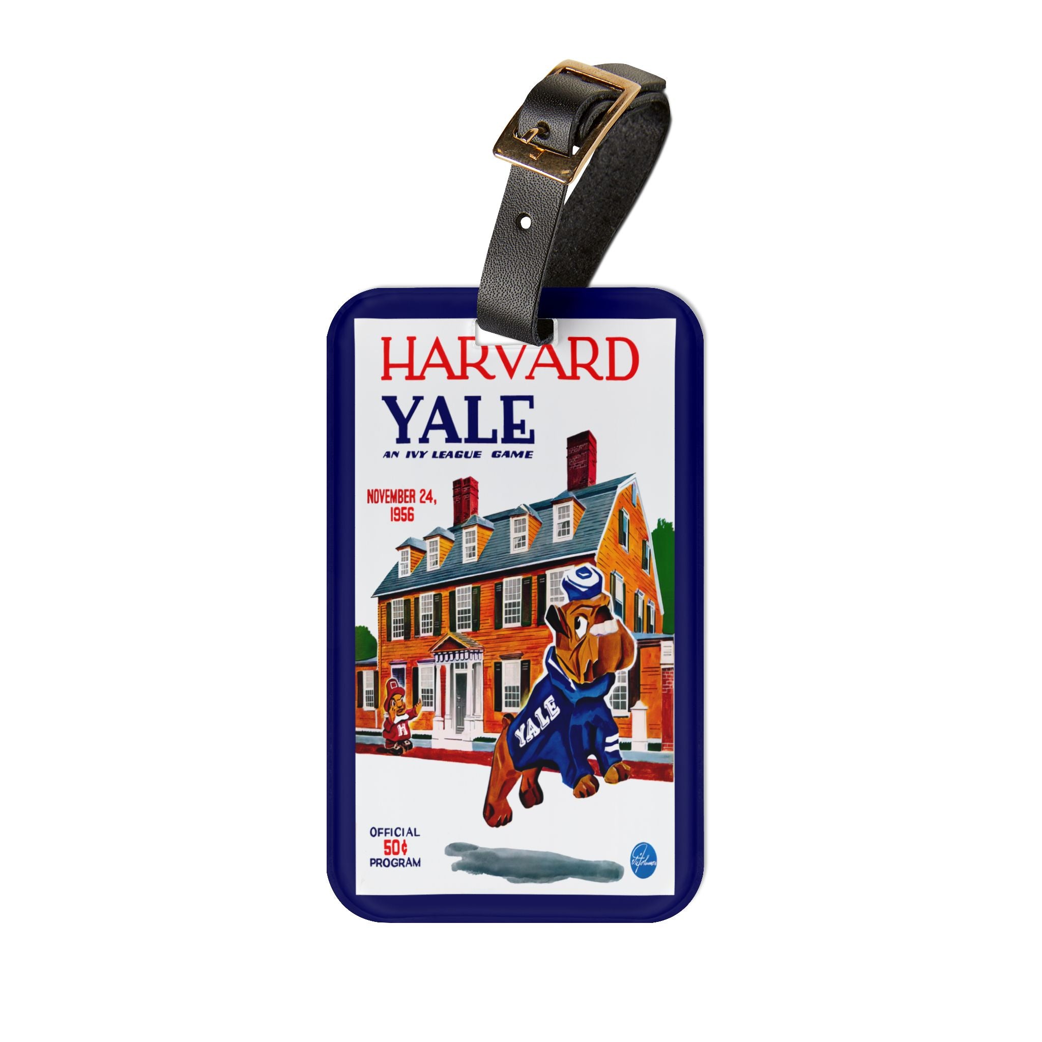 1956 Football Harvard-Yale Luggage Tag | Vintage College Game Memorabilia