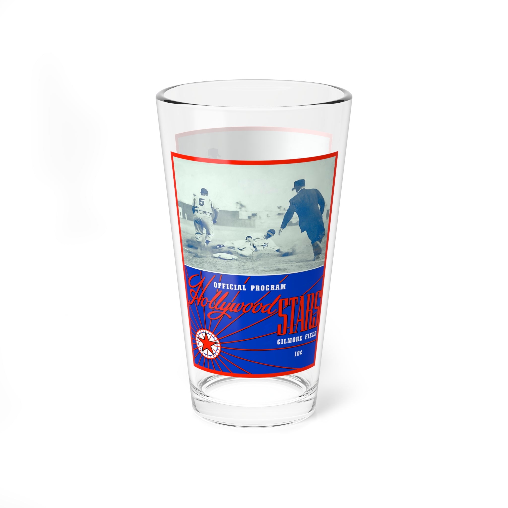 Mixing Glass, 16oz - Vintage 1947 Baseball Hollywood Stars-Pacific Coast League Memorabilia, Retro Barware Decor, Sports Fan Gift, Home Bar