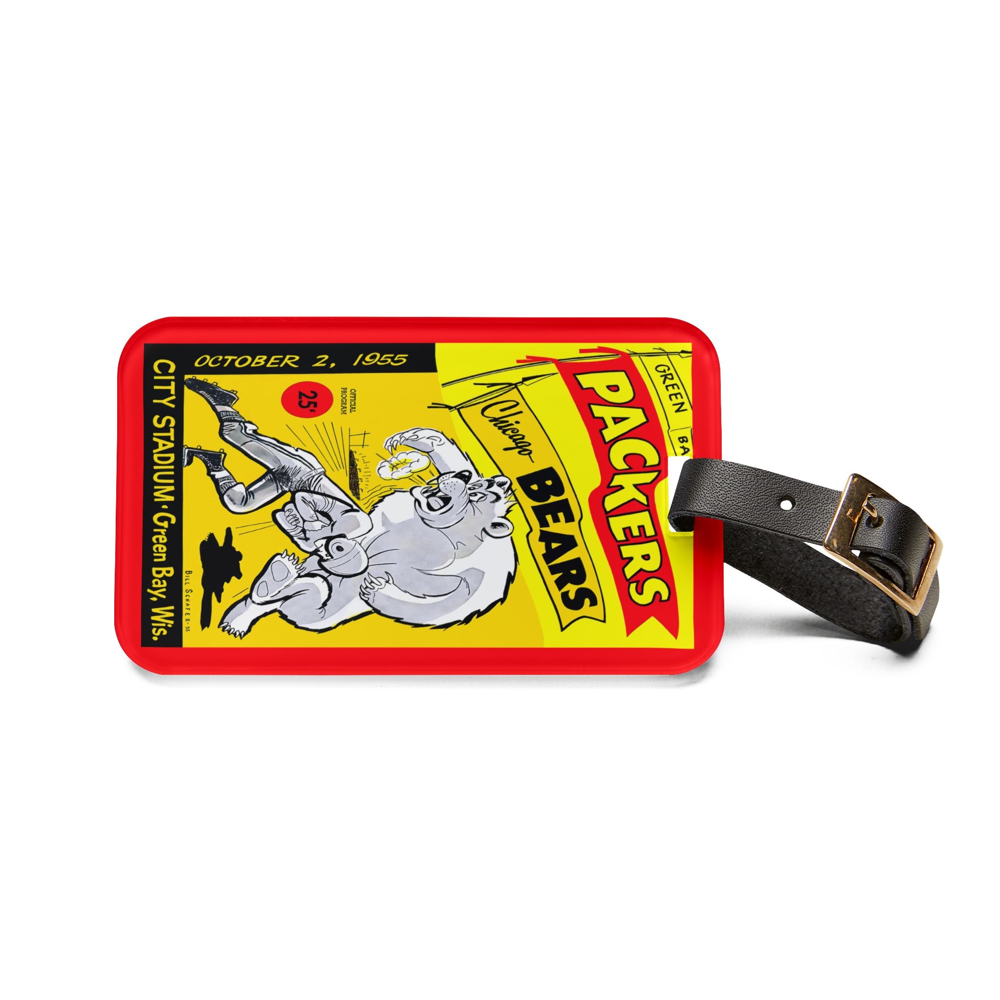 1955 Football Chicago vs Green Bay Luggage Tag