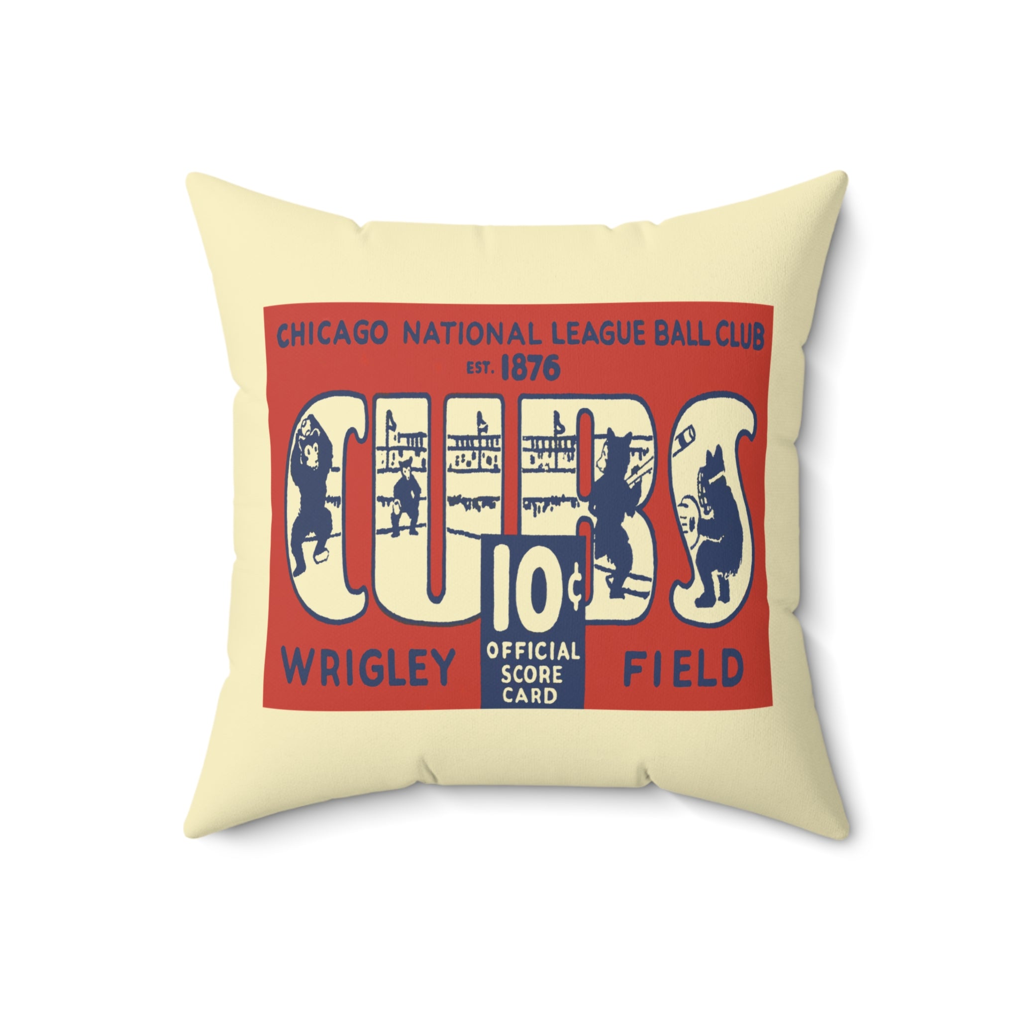 1929 Chicago Baseball Square Indoor Pillow — Vintage Team Memorabilia Throw Pillow