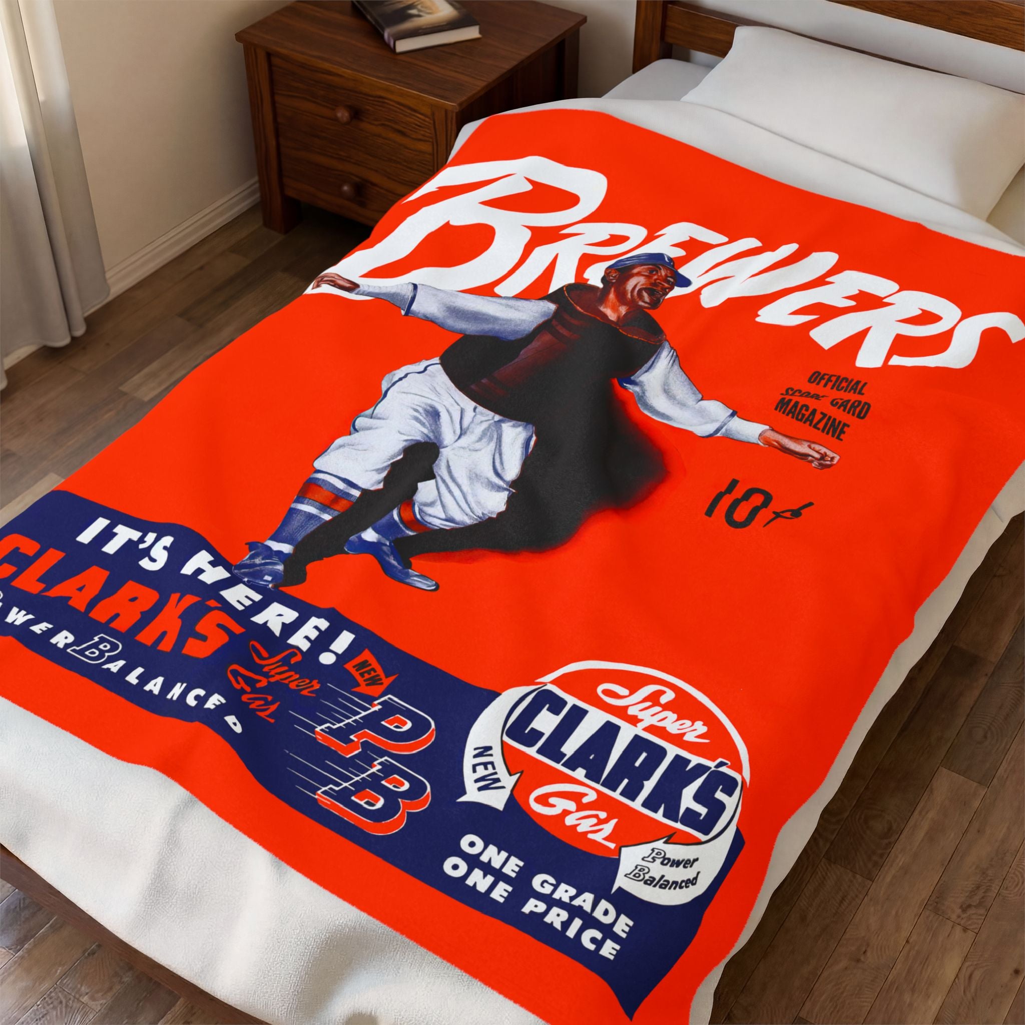 Milwaukee Brewers 1951 Vintage Program Cover Velveteen Plush Blanket