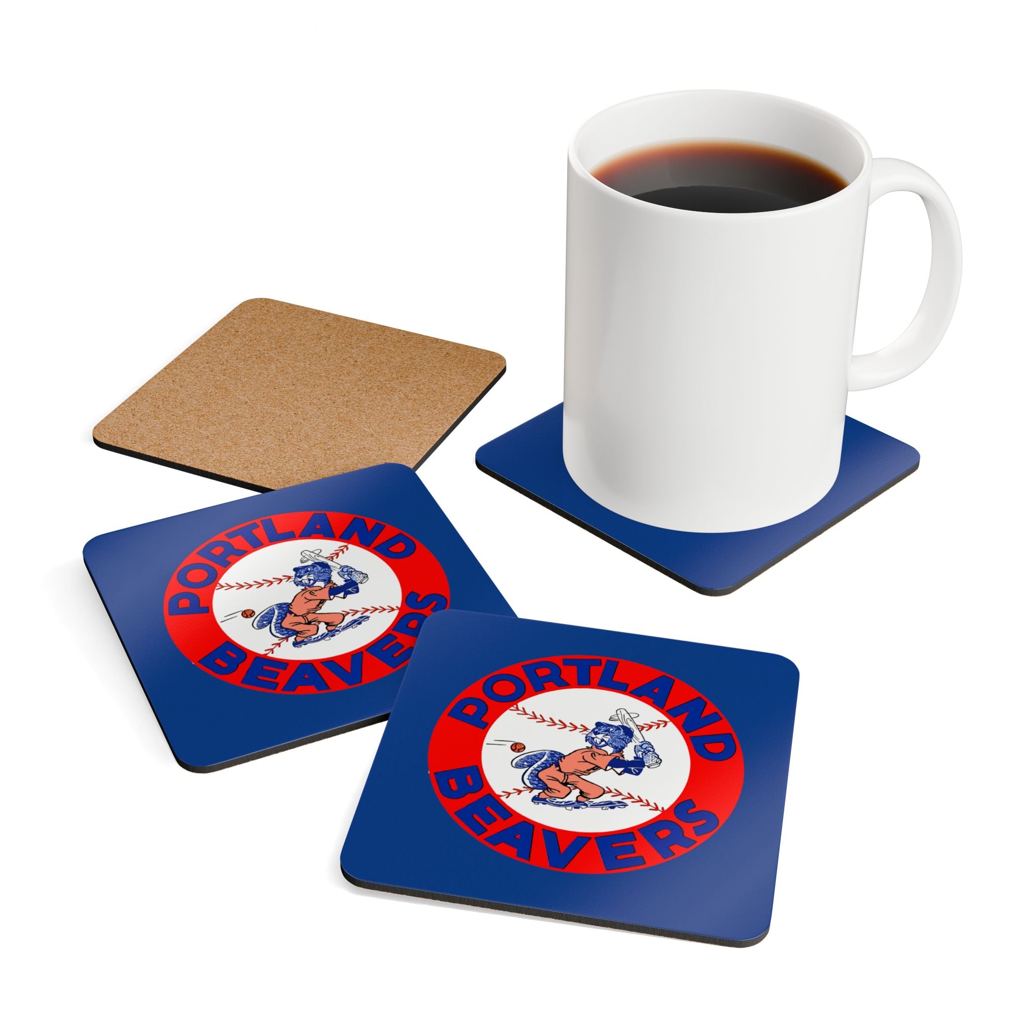 1967 Vintage Portland Beavers - Pacific Coast League Baseball - Corkwood Coaster Set
