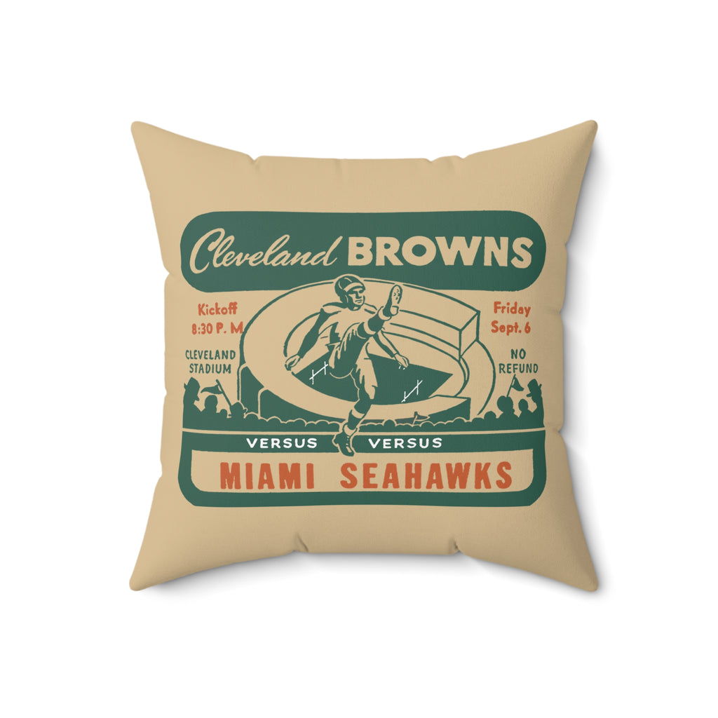 Vintage 1946 AAFC Cleveland Browns vs Miami Seahawks Football Indoor Throw Pillow