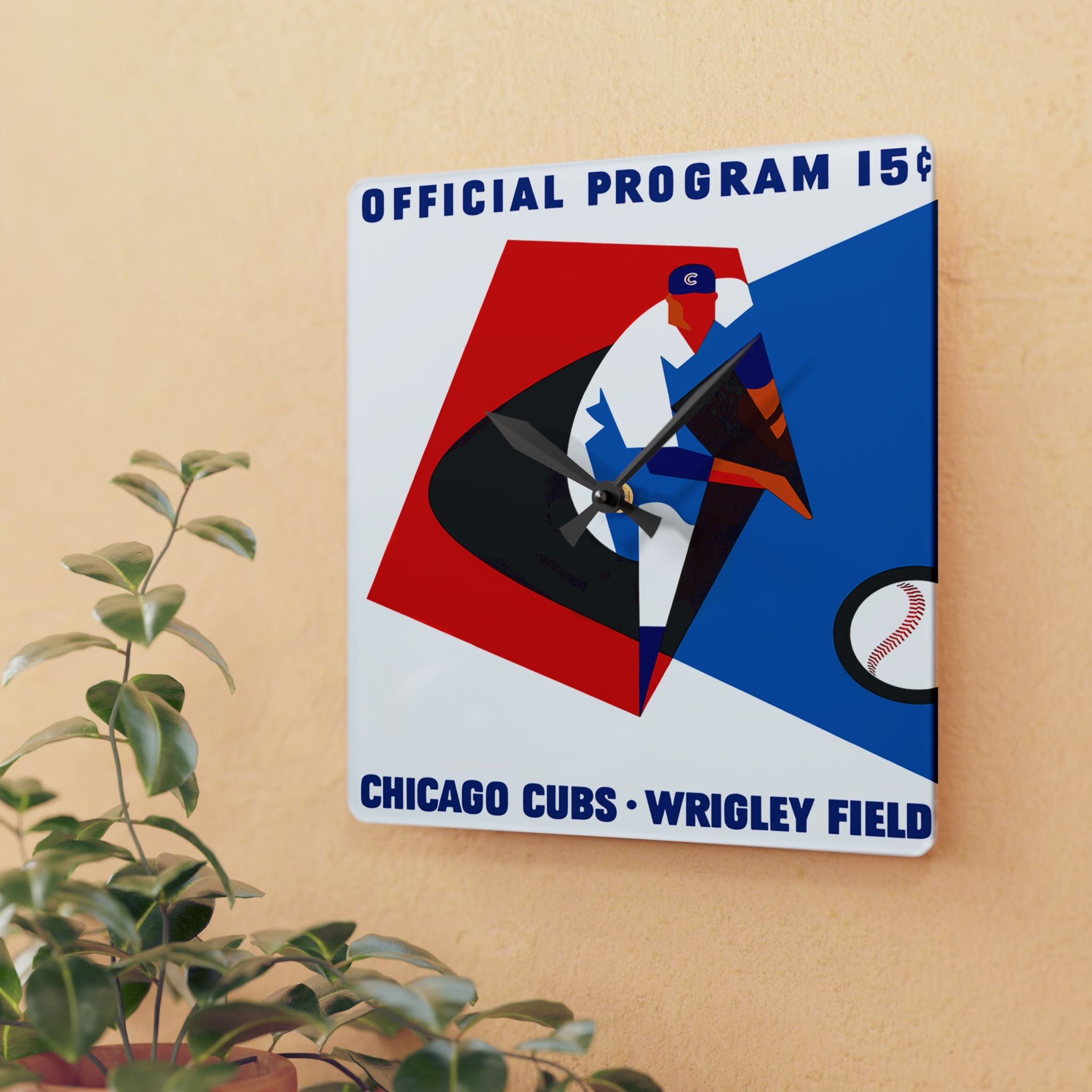 1965 Vintage Chicago Cubs Baseball Program Cover - Acrylic Wall Clock