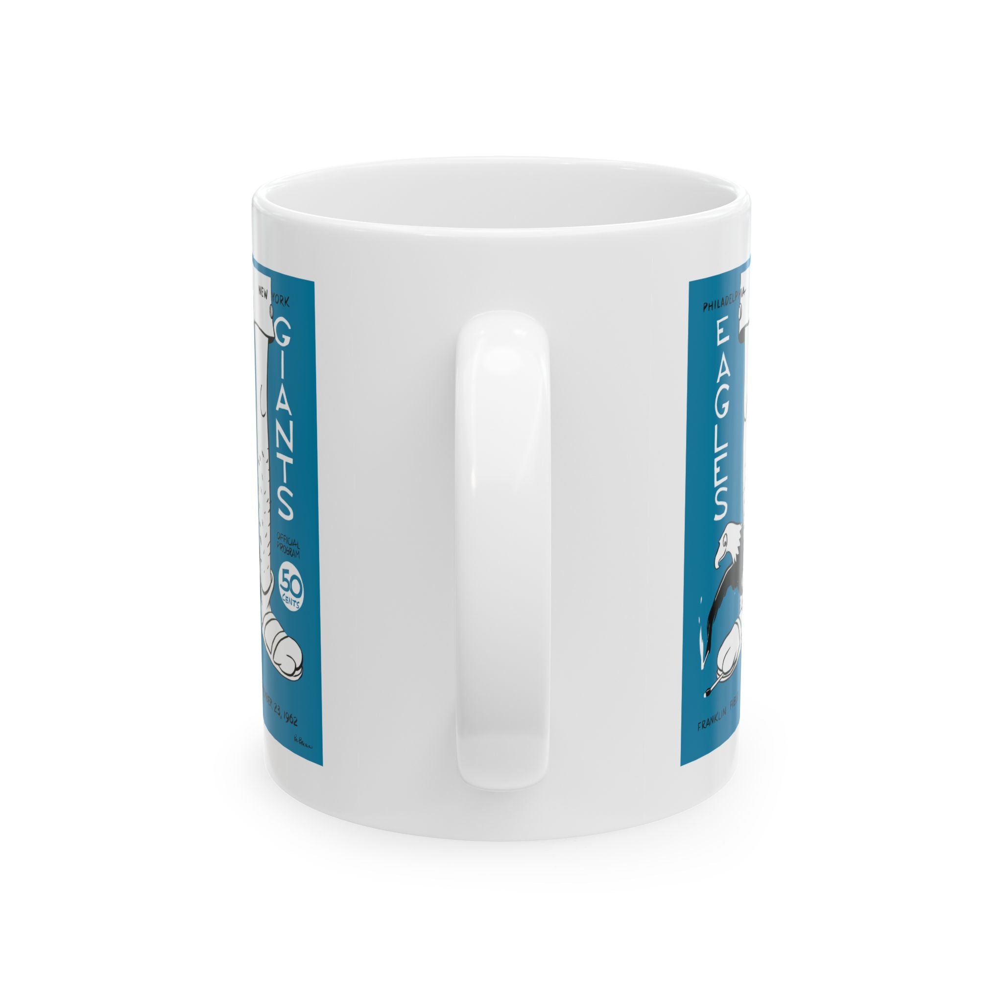 Vintage 1963 Eagles vs Giants Football Poster Ceramic Mug (11oz/15oz)
