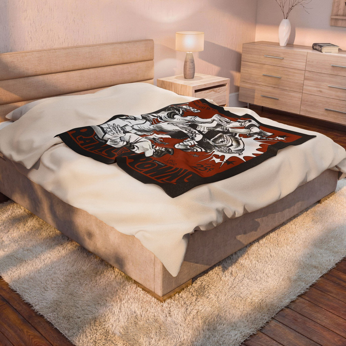 1961 Rams vs Browns Vintage Football Velveteen Plush Blanket