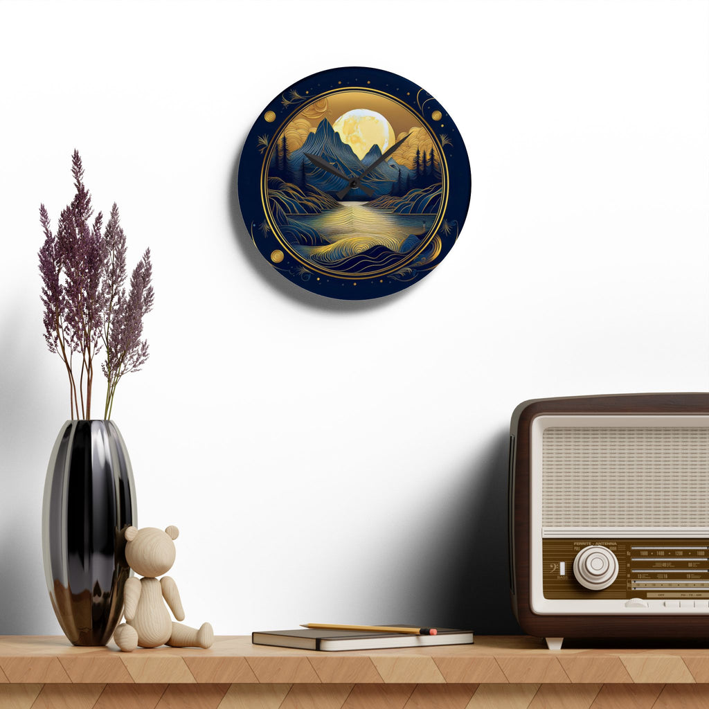 Moonlight Mystic Wall Clock, Celestial Decor, Night Sky, Silver Moon Clock, Gift for Astronomy Lover, Unique Home Decor