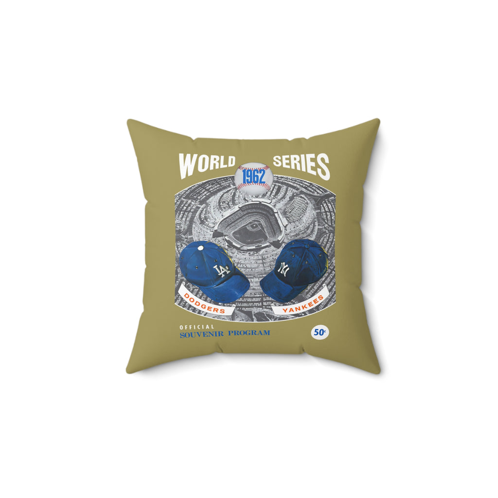1962 Dodgers vs Yankees Phantom World Series Program Cover Square Indoor Pillow