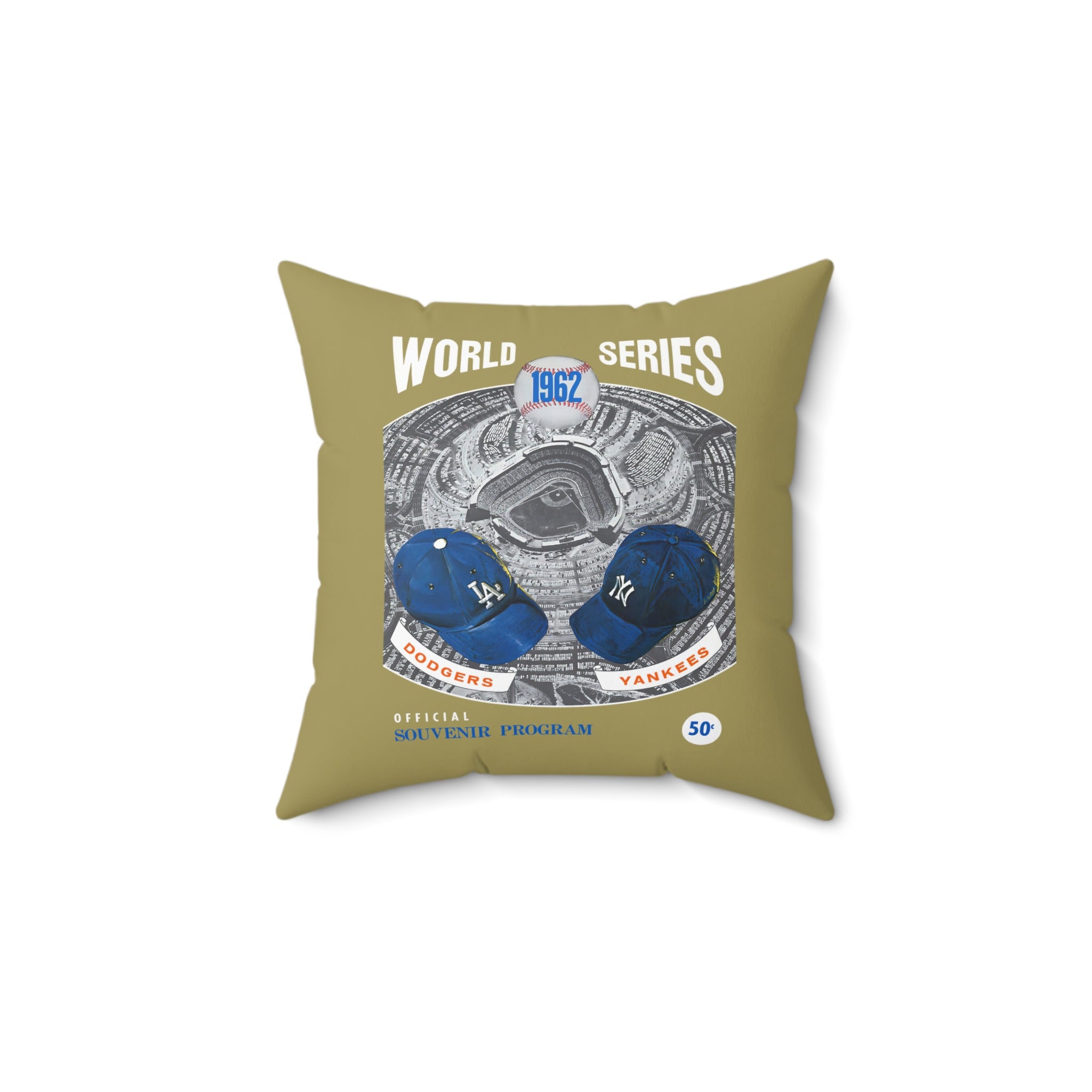 1962 Dodgers vs Yankees Phantom World Series Program Cover Square Indoor Pillow