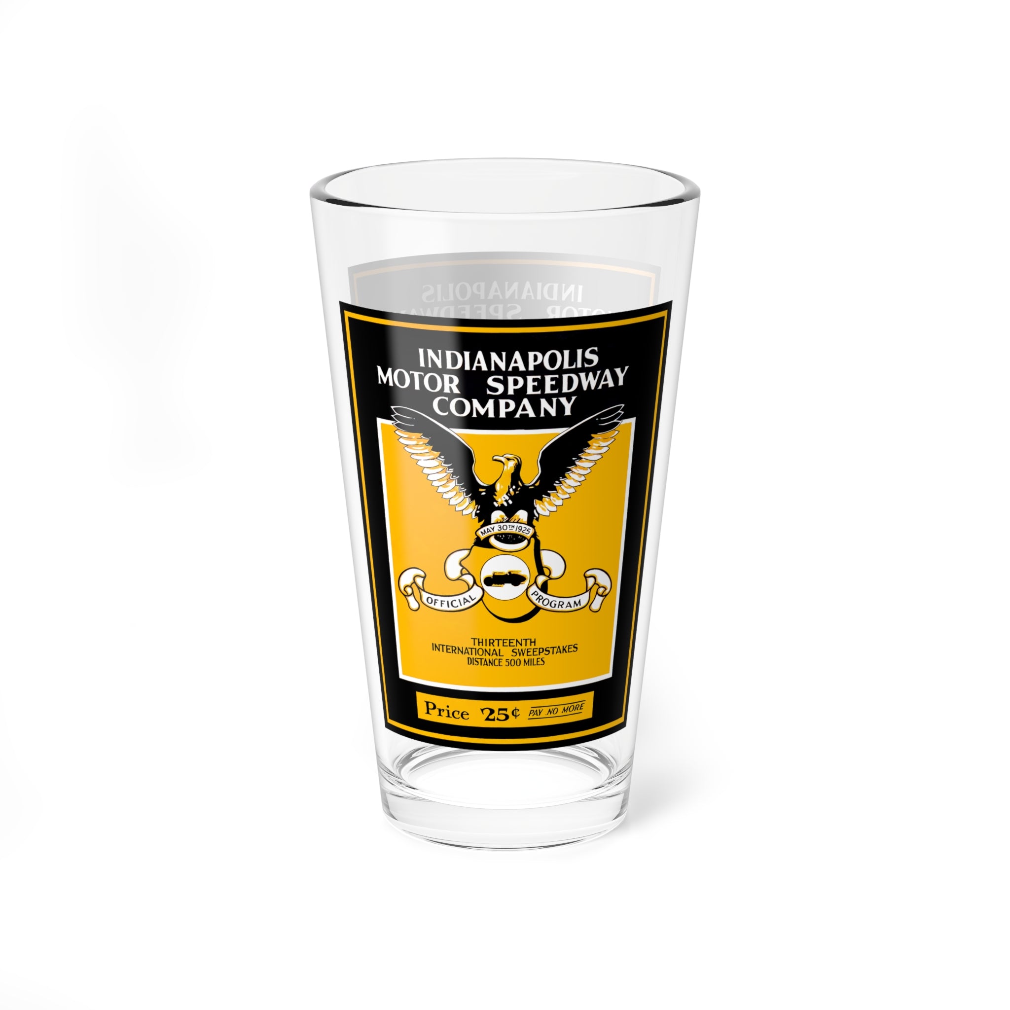 Mixing Glass, 16oz - Vintage 1925 Racing Indianapolis 500, Cocktail Glass, Barware, Gift for Car Enthusiasts, Racing Fans, Father's Day