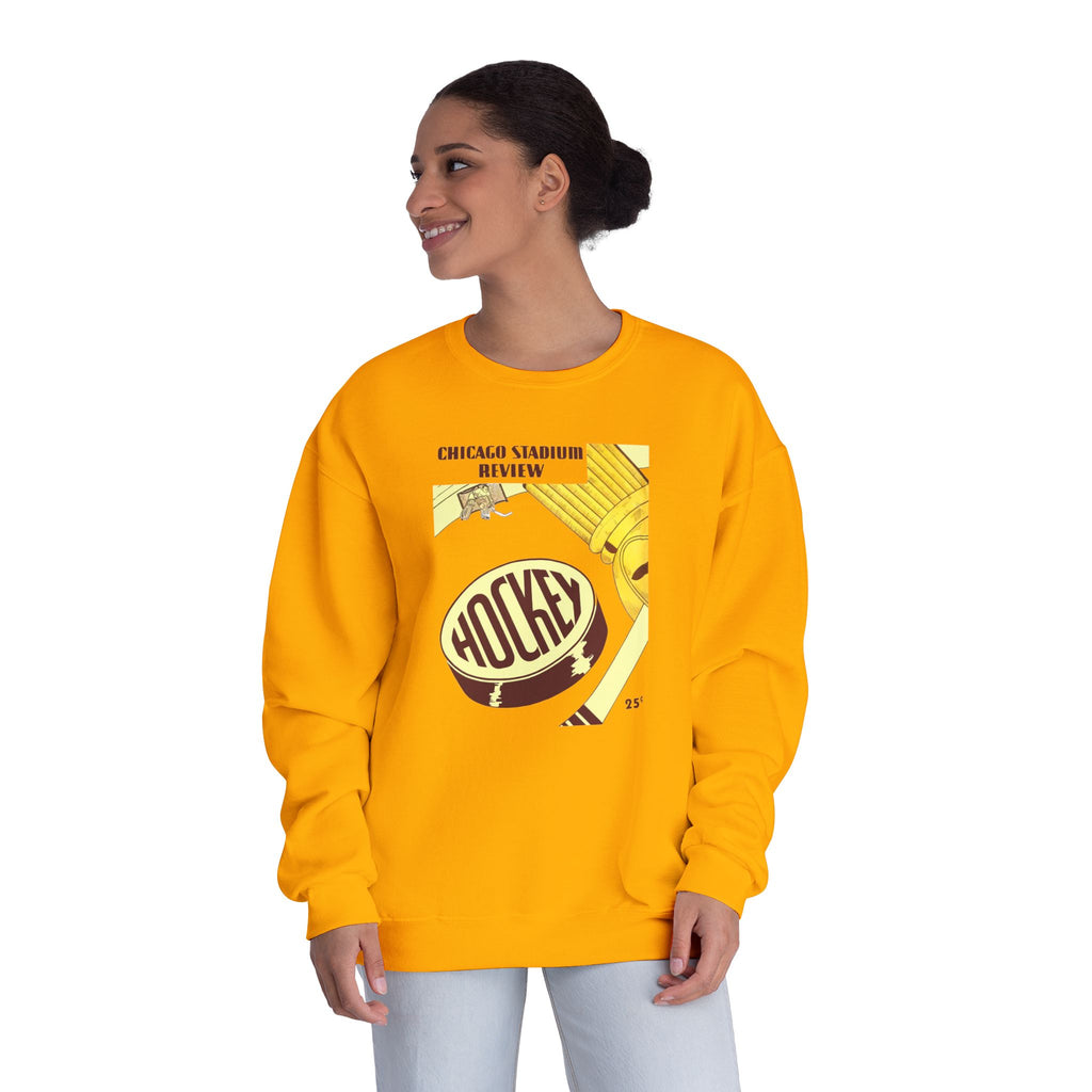 1947-1948 Vintage Chicago Black Hawks Hockey Program Cover  -  NuBlend® Crewneck Sweatshirt