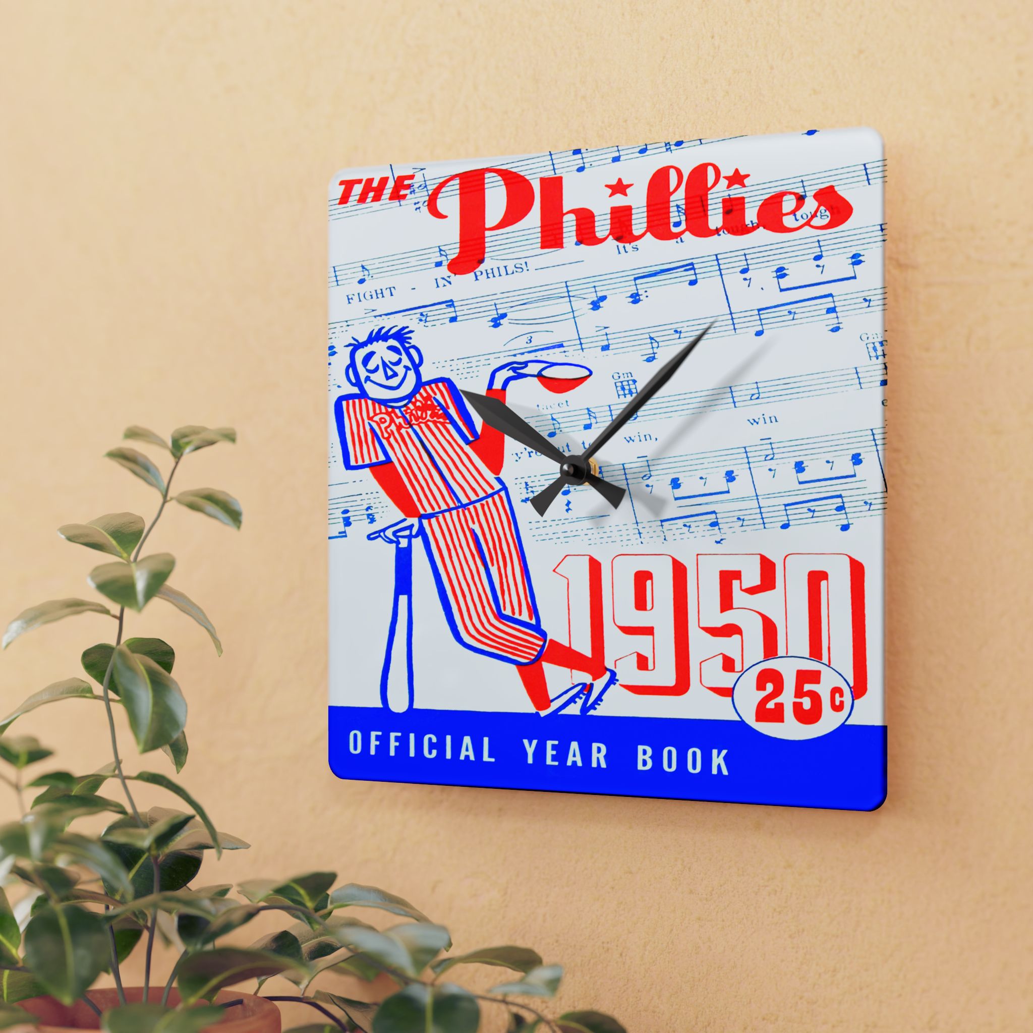 1950 Vintage Philadelphia Phillies Program Cover - Acrylic Wall Clock