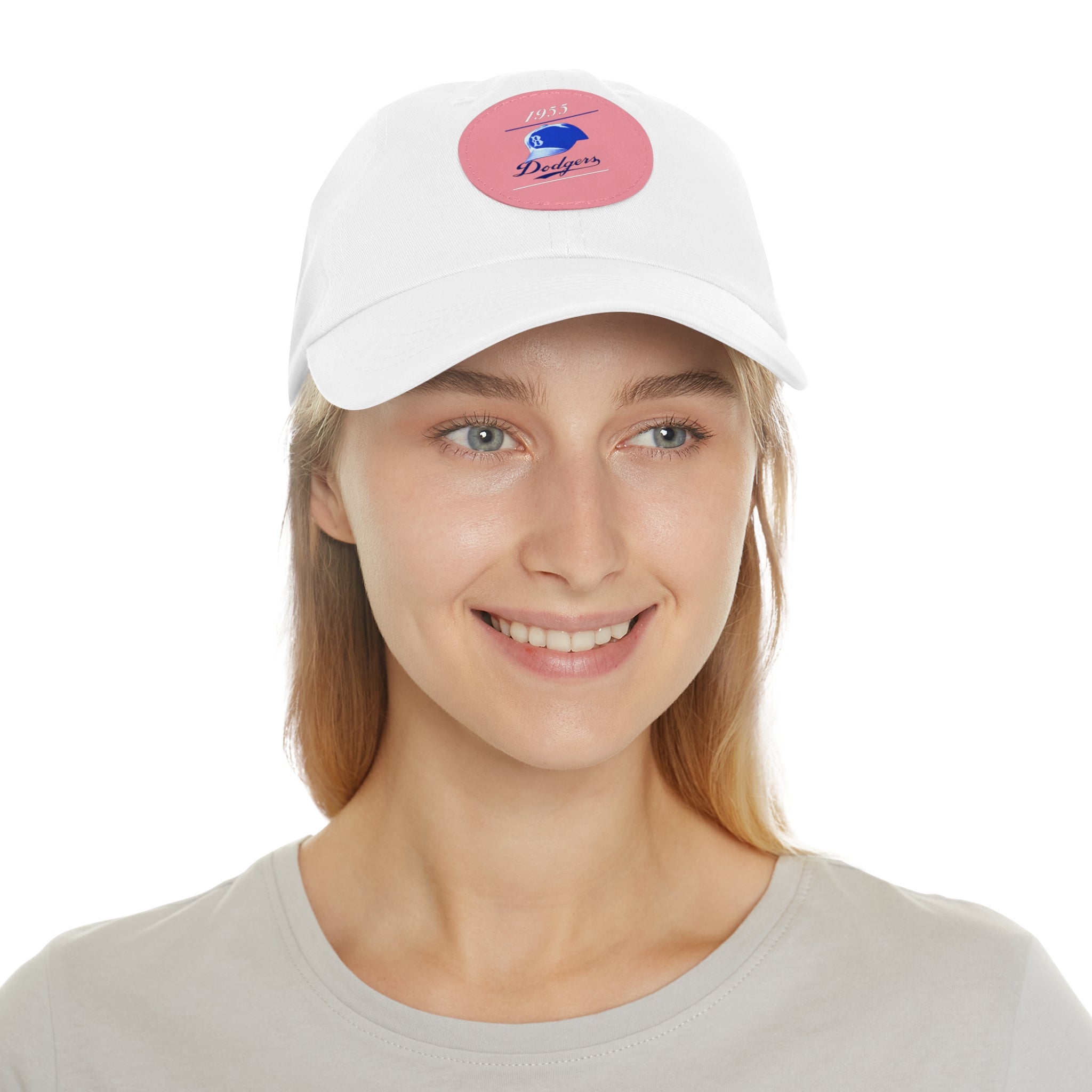 1955 Brooklyn Dodgers Baseball - Dad Hat with Leather Patch (Round)