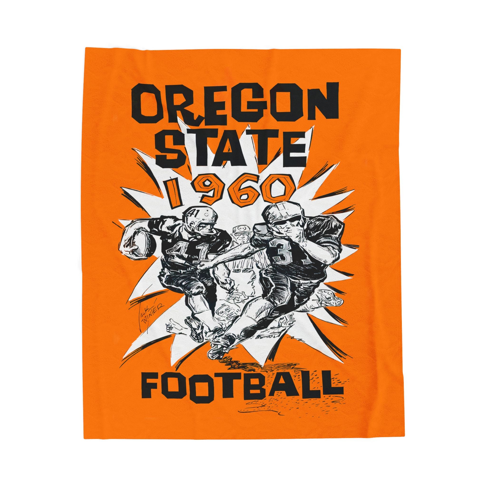 Velveteen Plush Blanket, 1960 Oregon State Football Throw, College Sports Bedding, Home Decor Gift, Game Day Couch Blanket, OSU Beavers Fan