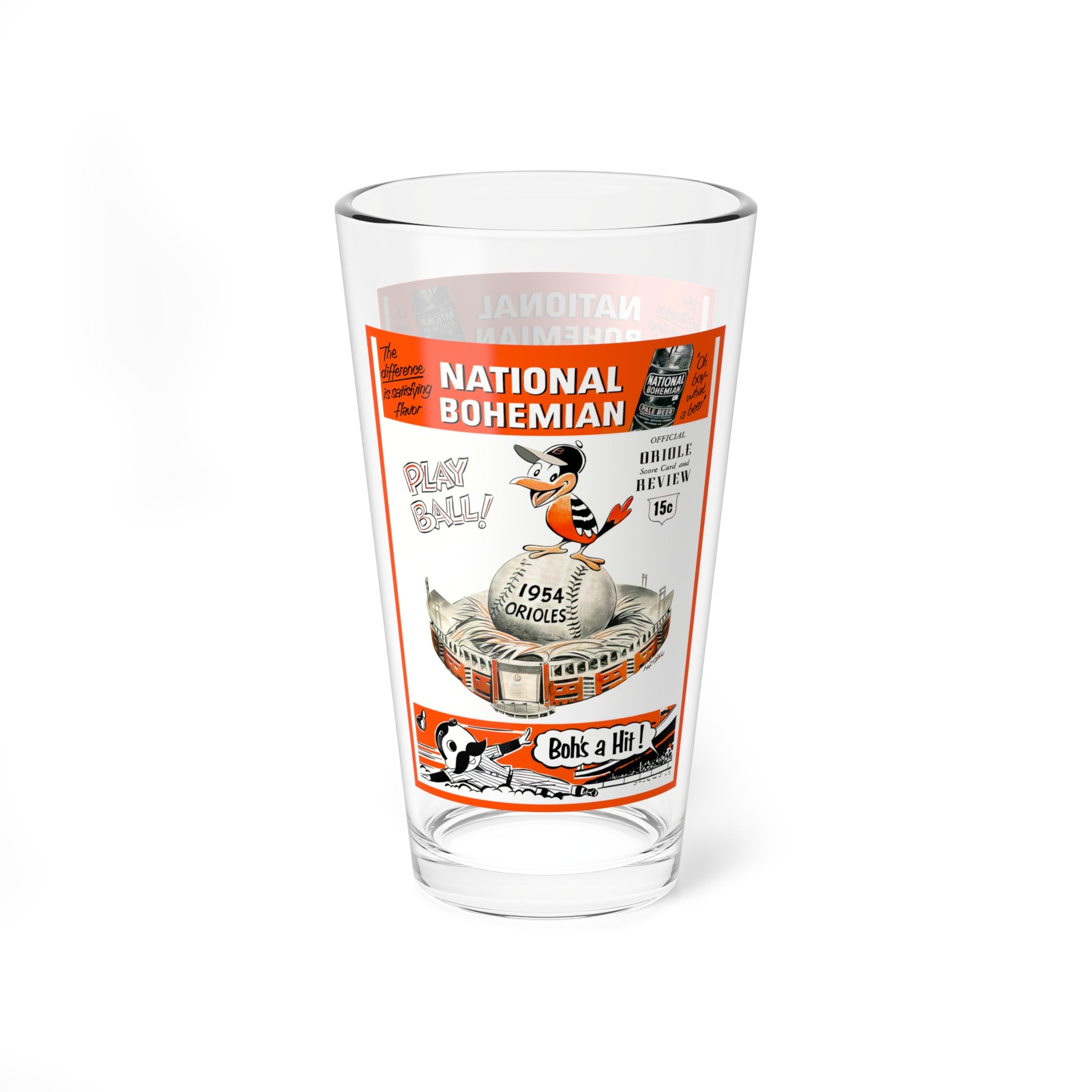 Mixing Glass, 16oz - 1954 Baseball Baltimore Orioles, Unique Gift for Baseball Fans, Glassware, Drinking Glass, Sports Memorabilia,