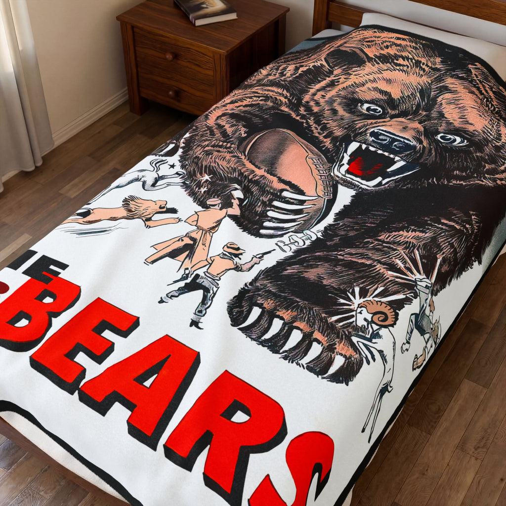 Velveteen Plush Blanket - 1958 Football Chicago Bears Yearbook, Throw Blanket, Bedding, Home Decor, Sports Fan Gift, Cozy Blanket