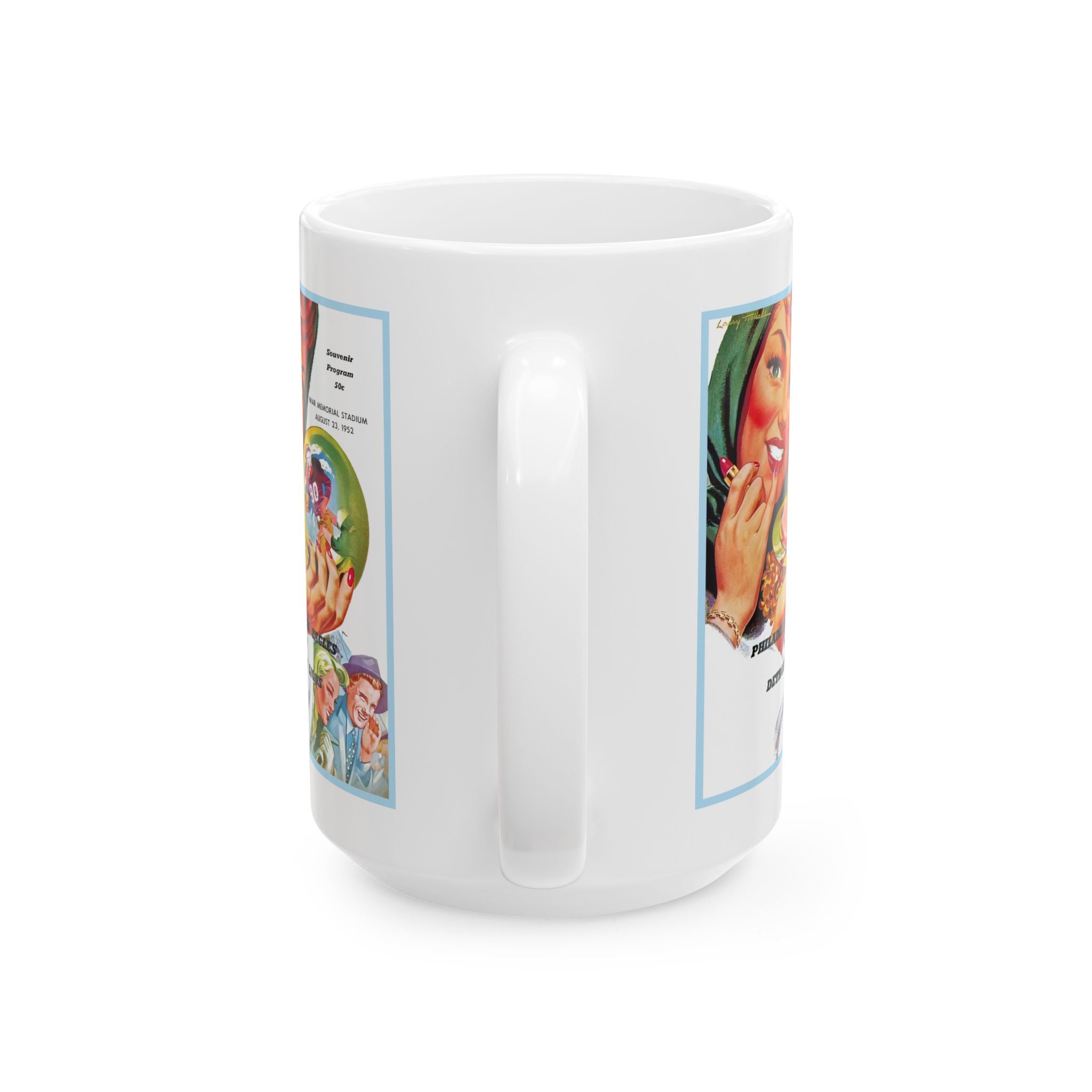 Vintage Football Ceramic Mug, Football Sports Fan Gift, Detroit Lions Philadelphia Eagles Team Rivalry, 11oz 15oz Cup, Football Memorabilia