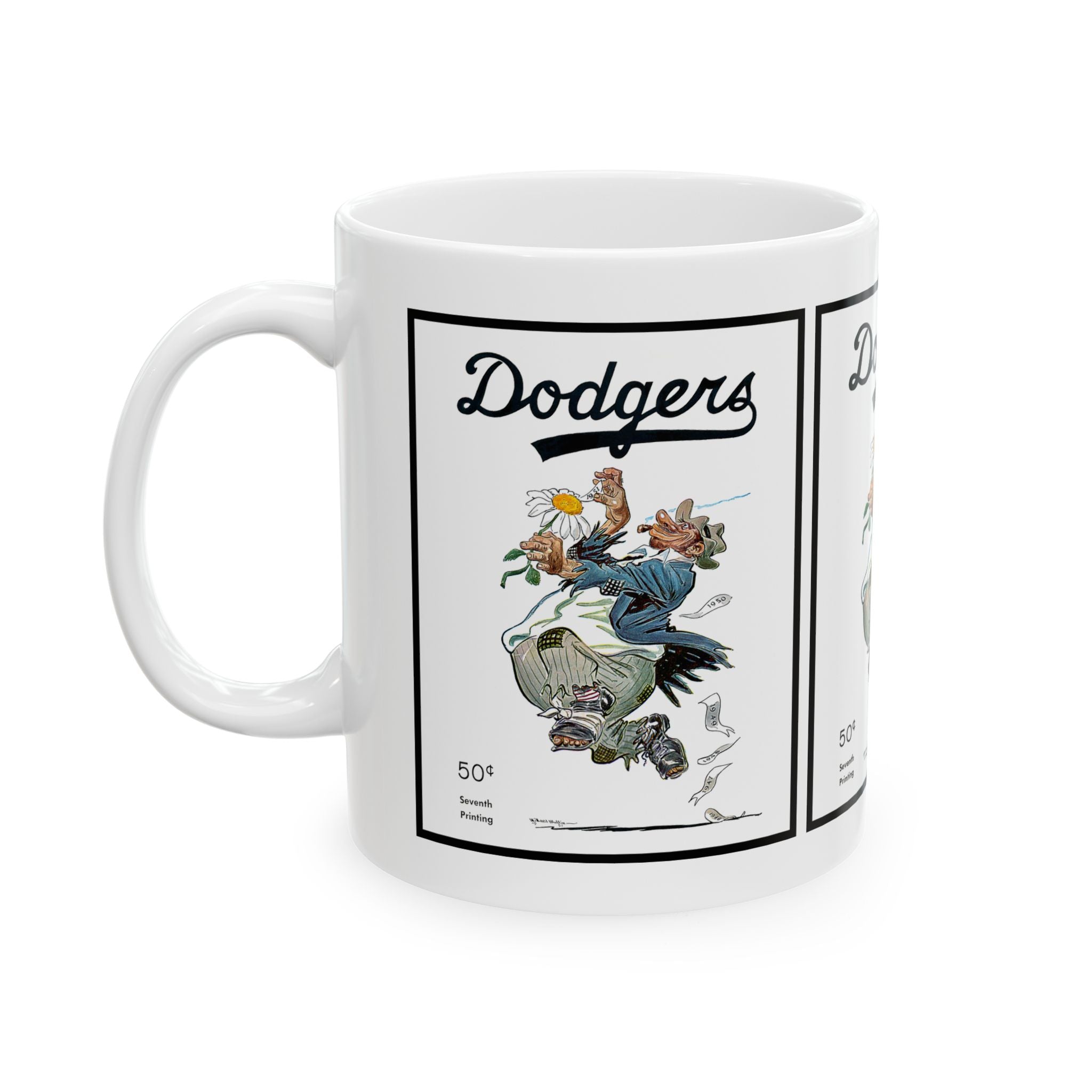 Vintage 1951 Baseball Brooklyn Dodgers Program Ceramic Mug, 11oz 15oz Cup Gift for Sports Fans, Retro Baseball Collector's Item, Coffee Mug
