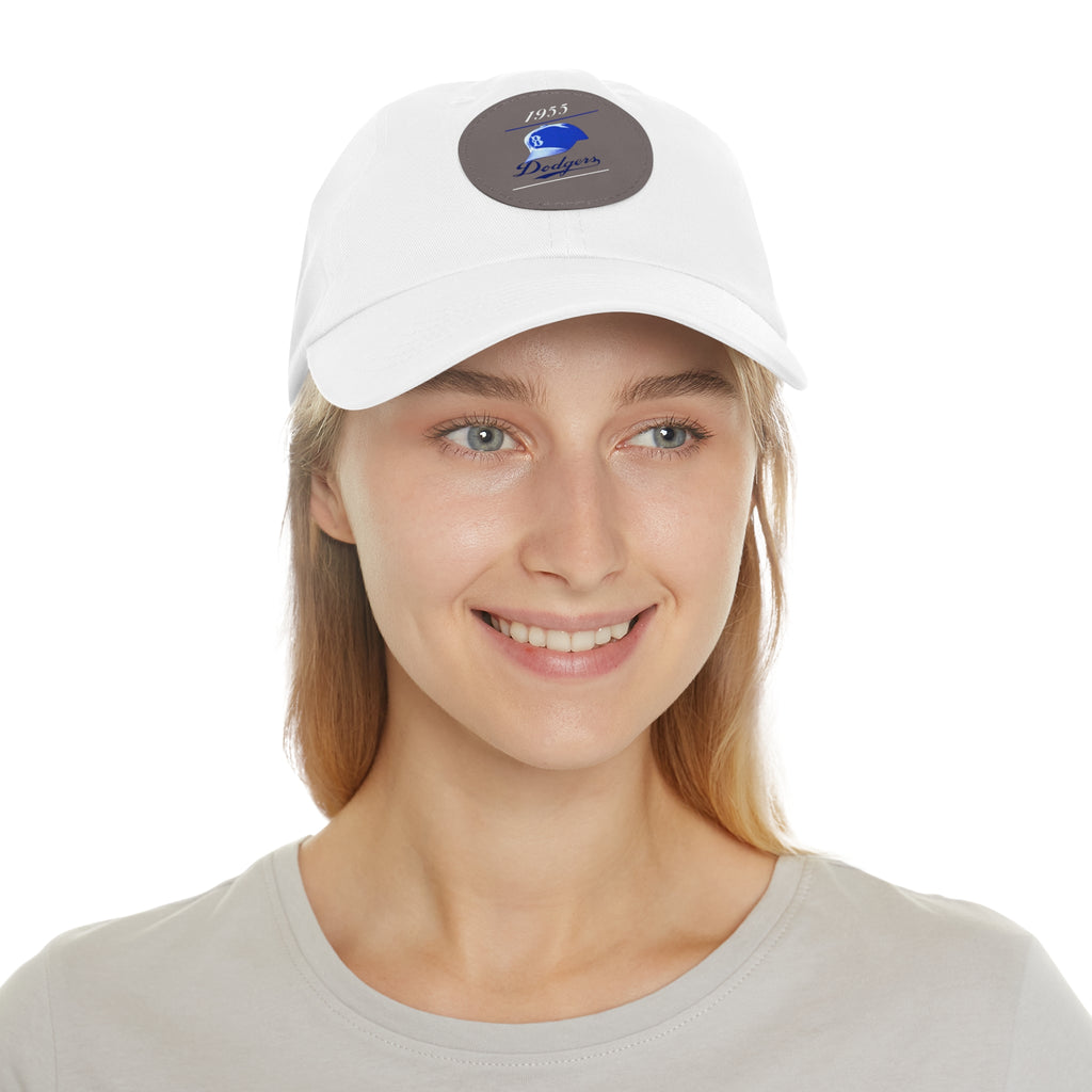 1955 Brooklyn Dodgers Baseball - Dad Hat with Leather Patch (Round)