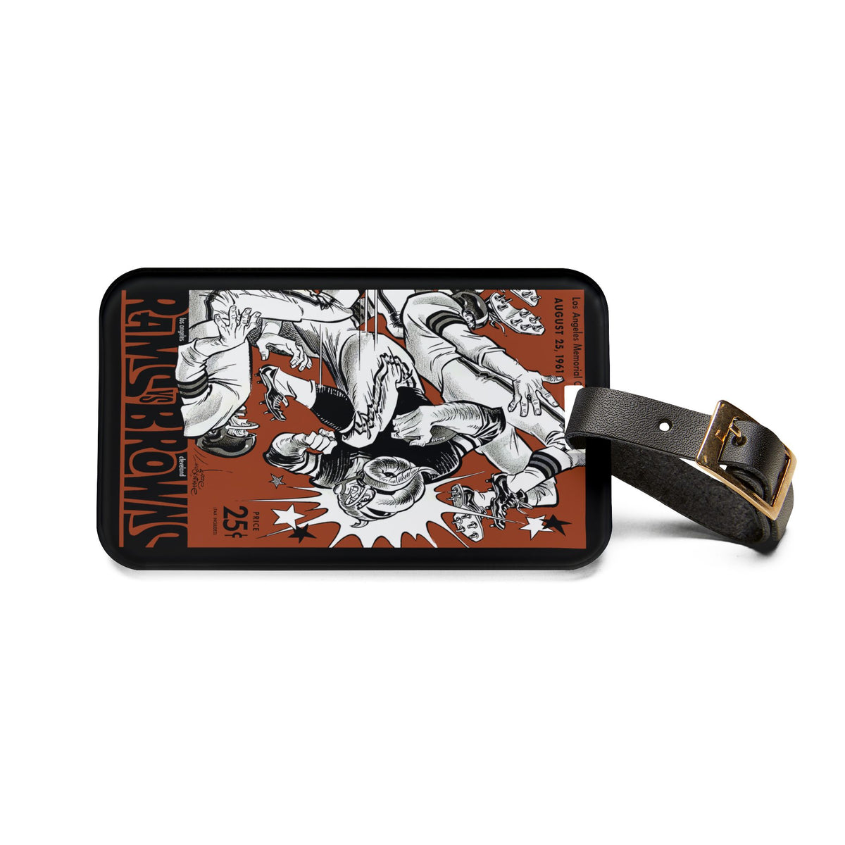1961 Vintage Browns Rams Football Luggage Tag