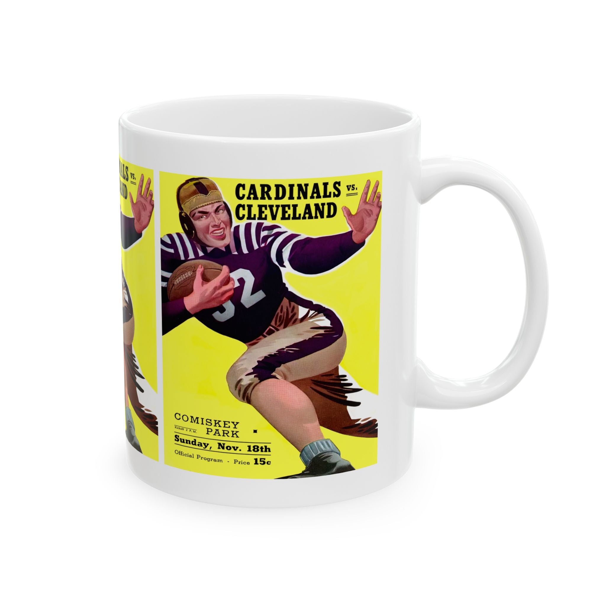 1945 Cleveland Browns - Chicago Cardinals Football Program Cover - Ceramic Mug, 11oz