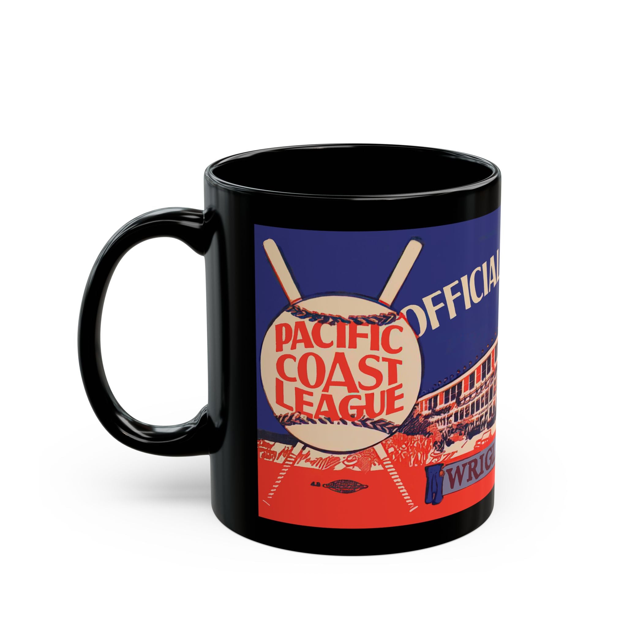 1937 Vintage Pacific Coast League Scorecard Cover - Wrigley Field (Los Angeles) - Black Mug 11 oz