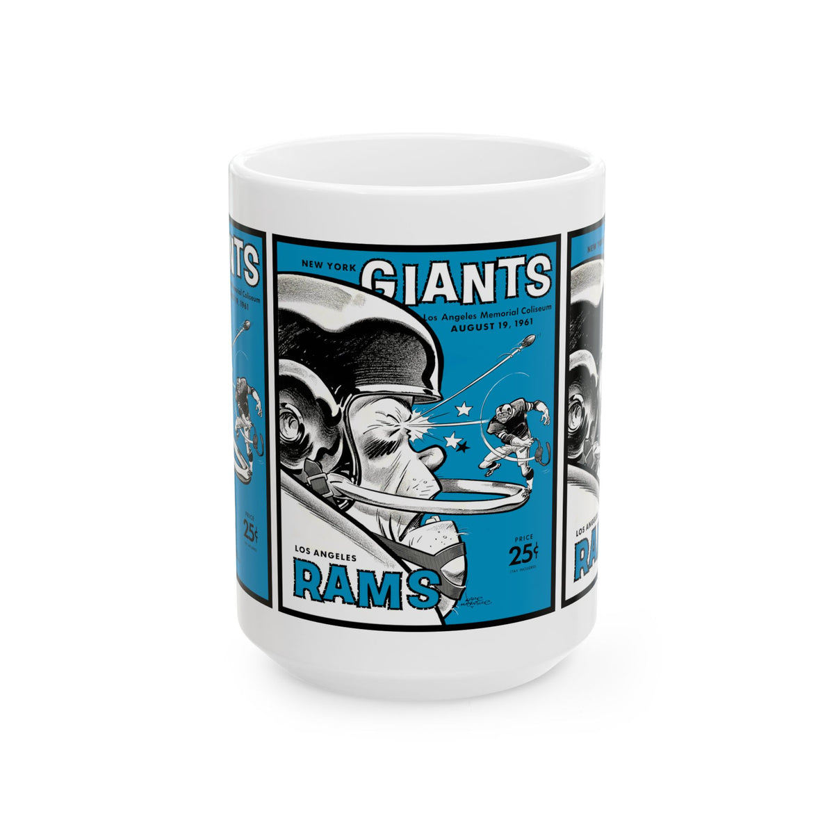 Vintage 1961 Football Program Giants vs Rams Ceramic Mug - Retro Sports Coffee Cup