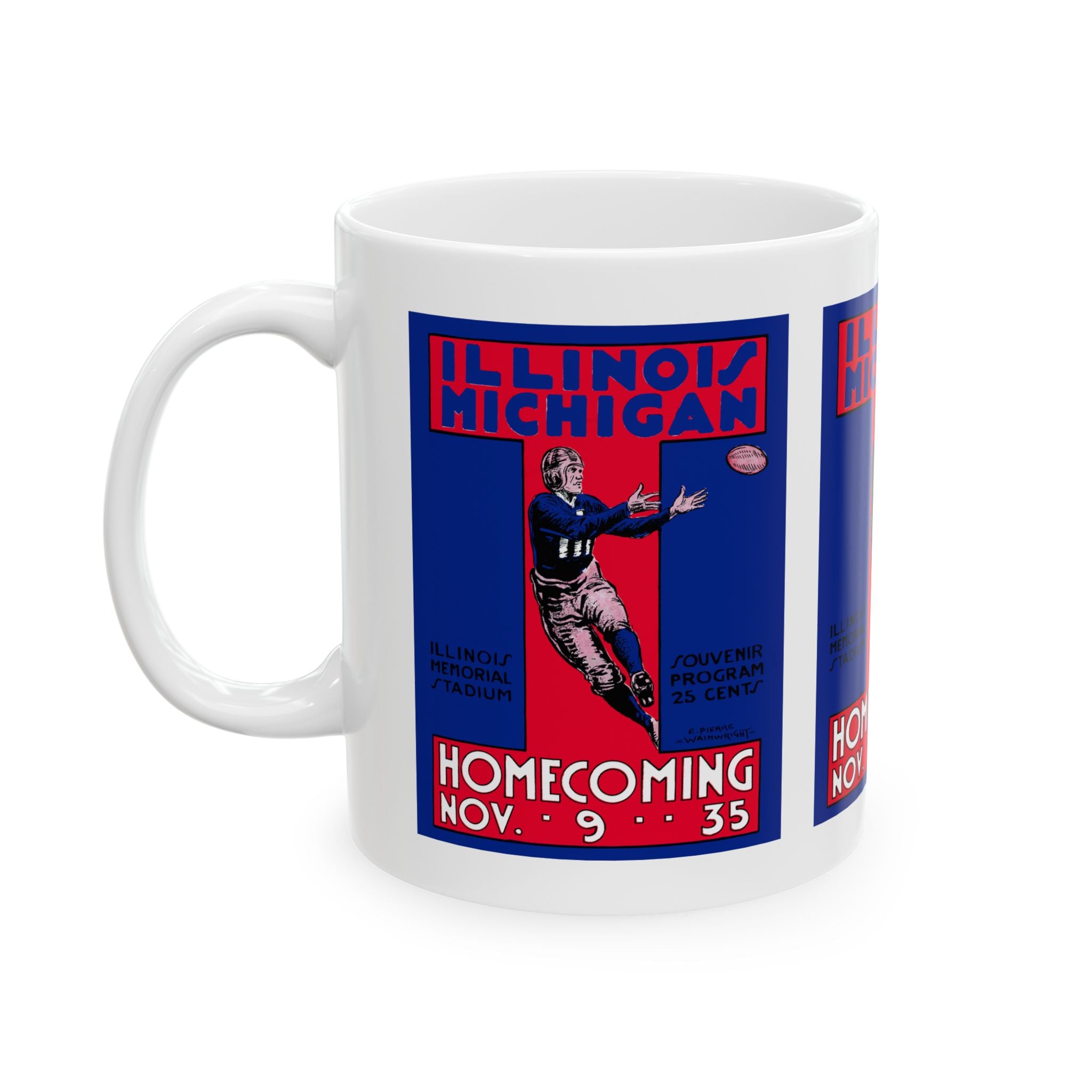 1935 Vintage Michigan - Illinois Illini Football Program Cover - Ceramic Mug, 11oz