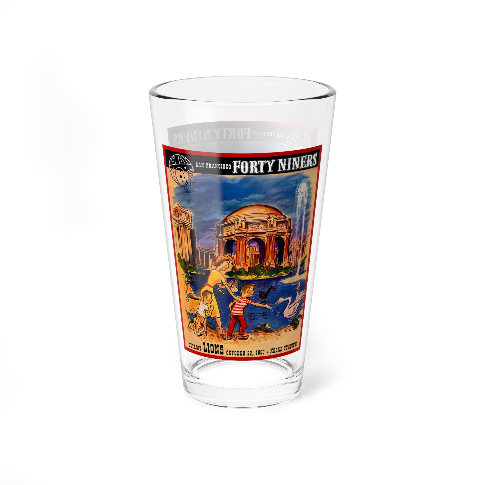 Mixing Glass, 16oz - Vintage 1950 Football San Francisco 49ers Detroit Lions Memorabilia, Barware Gift Idea, Sports Fan Decor, Game Day