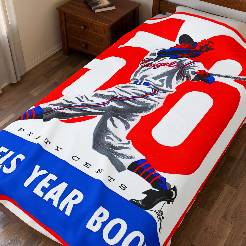 Velveteen Plush Blanket, 1956 Baseball Los Angeles Angels Throw, Bedding, Home Decor, Gift, Bed Blanket