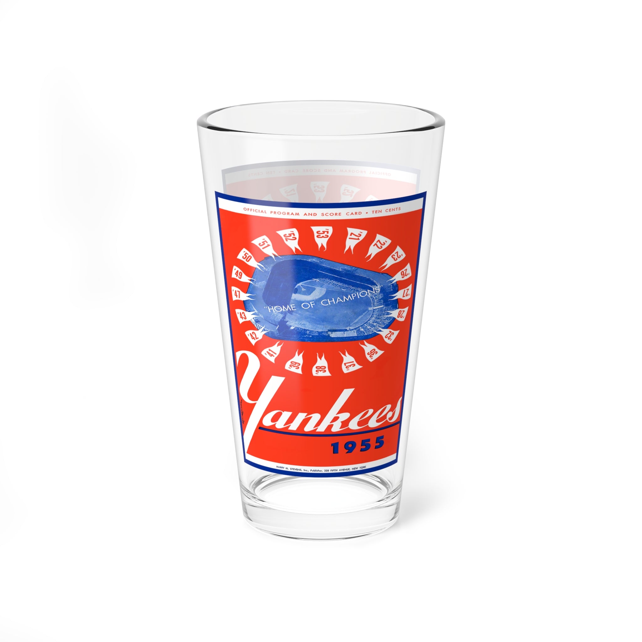 Mixing Glass, 16oz - 1955 Baseball New York Yankees Yearbook, Perfect for Baseball Fans, Vintage Baseball Memorabilia, Unique Barware Gift,