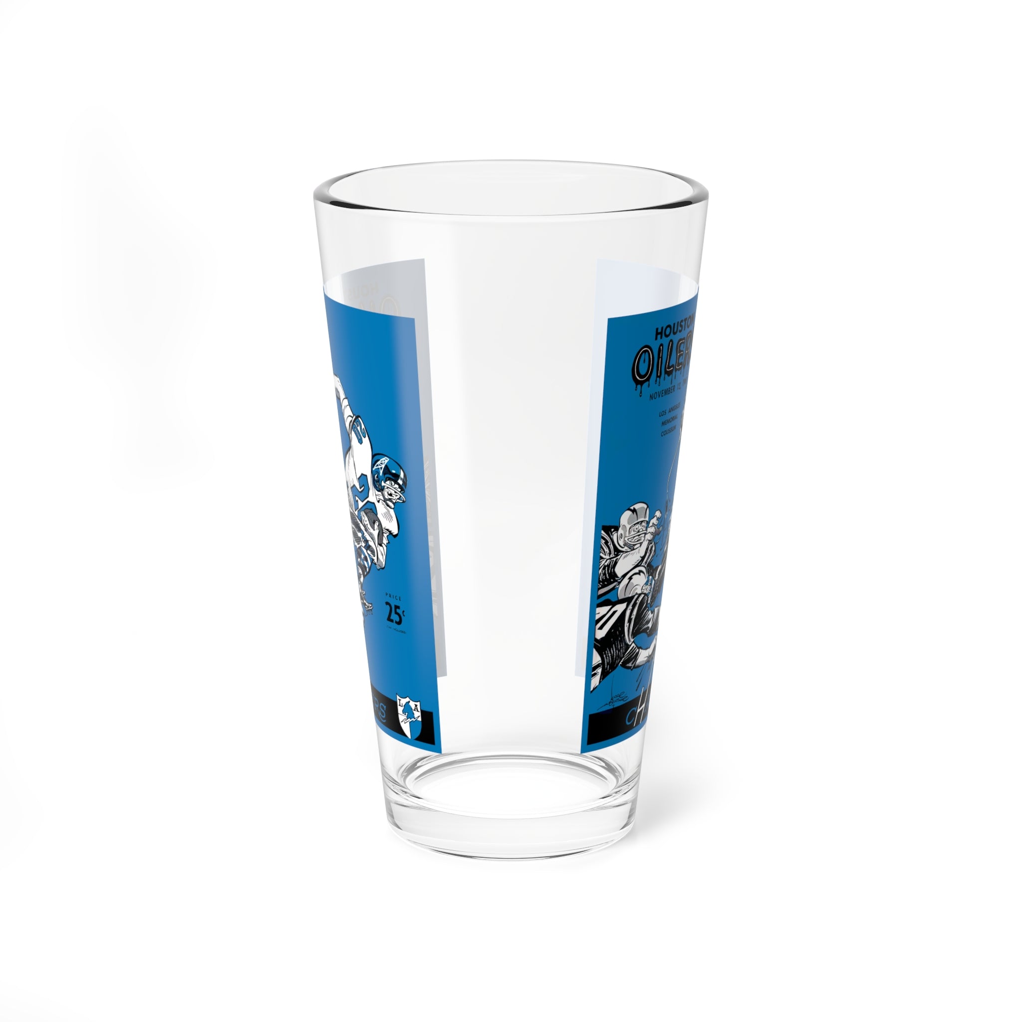 Mixing Glass, 16oz - 1960 Football Los Angeles Chargers Houston Oilers, Vintage Sports Barware, Game Day Drinkware, Retro Football Gift