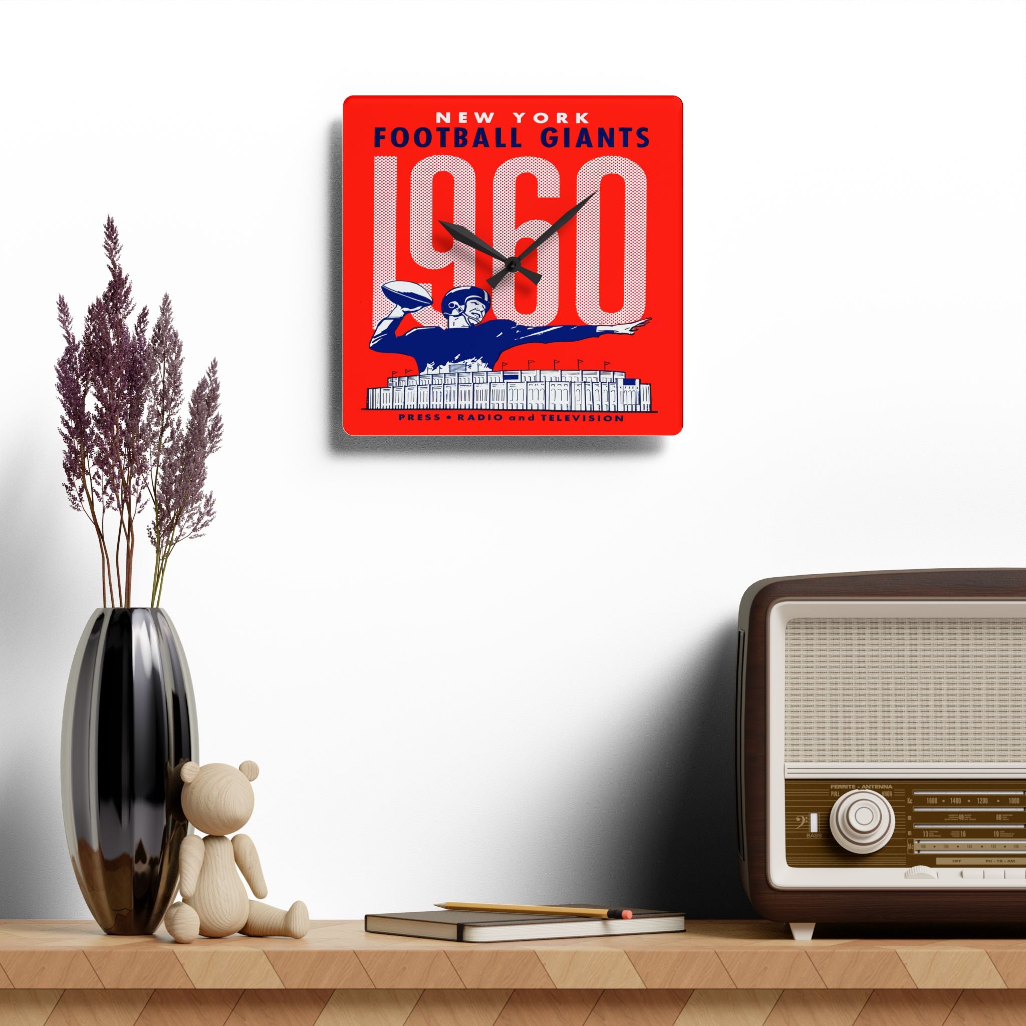 1960 Vintage New York Giants Football Media Guide Cover - Acrylic Wall Clock