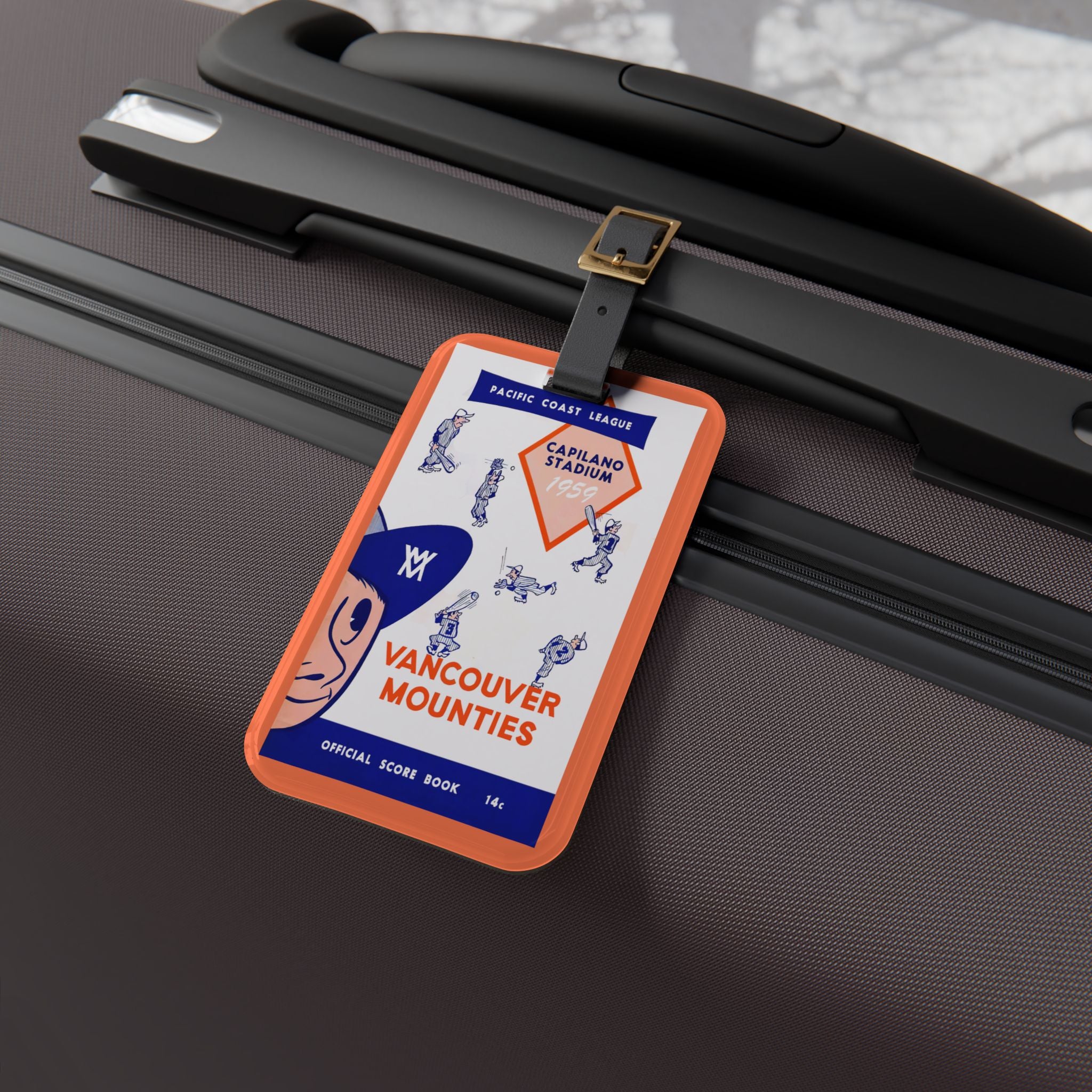 1959 Vancouver Mounties Baseball Luggage Tag — Pacific Coast League Vintage Travel ID