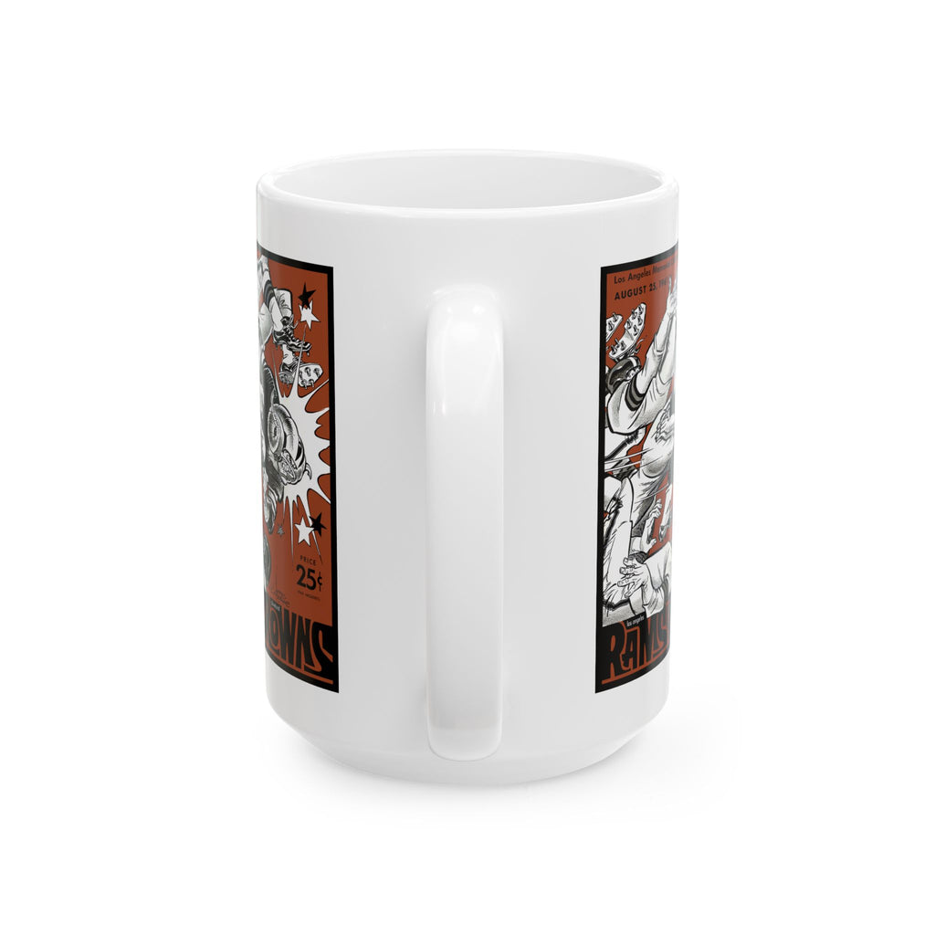 Vintage Football Poster Ceramic Mug — Rams vs Browns Retro Game Program Cover (11oz, 15oz)