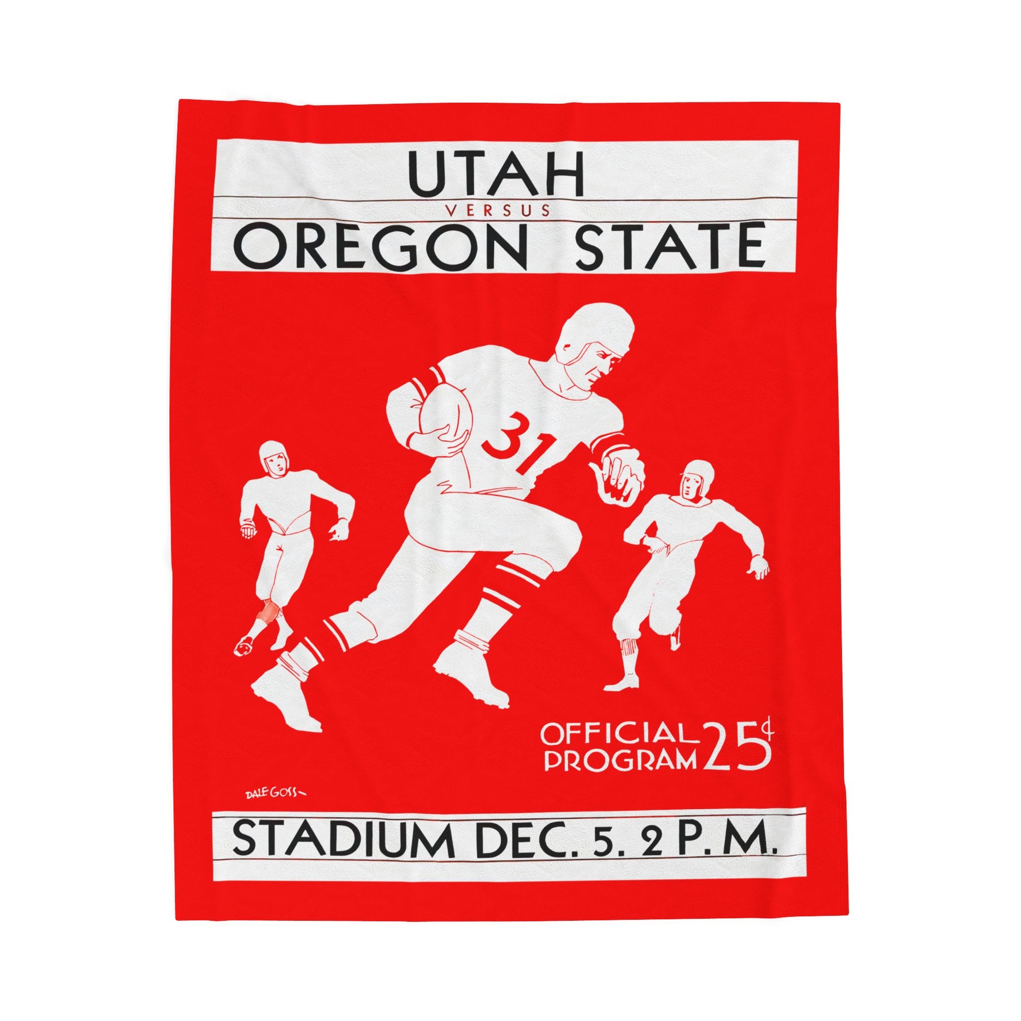 Velveteen Plush Blanket - 1931 Utah Oregon State Football Program, Cozy Blanket, Gift for Sports Fans, Home Decor, Game Day Throw, Unique