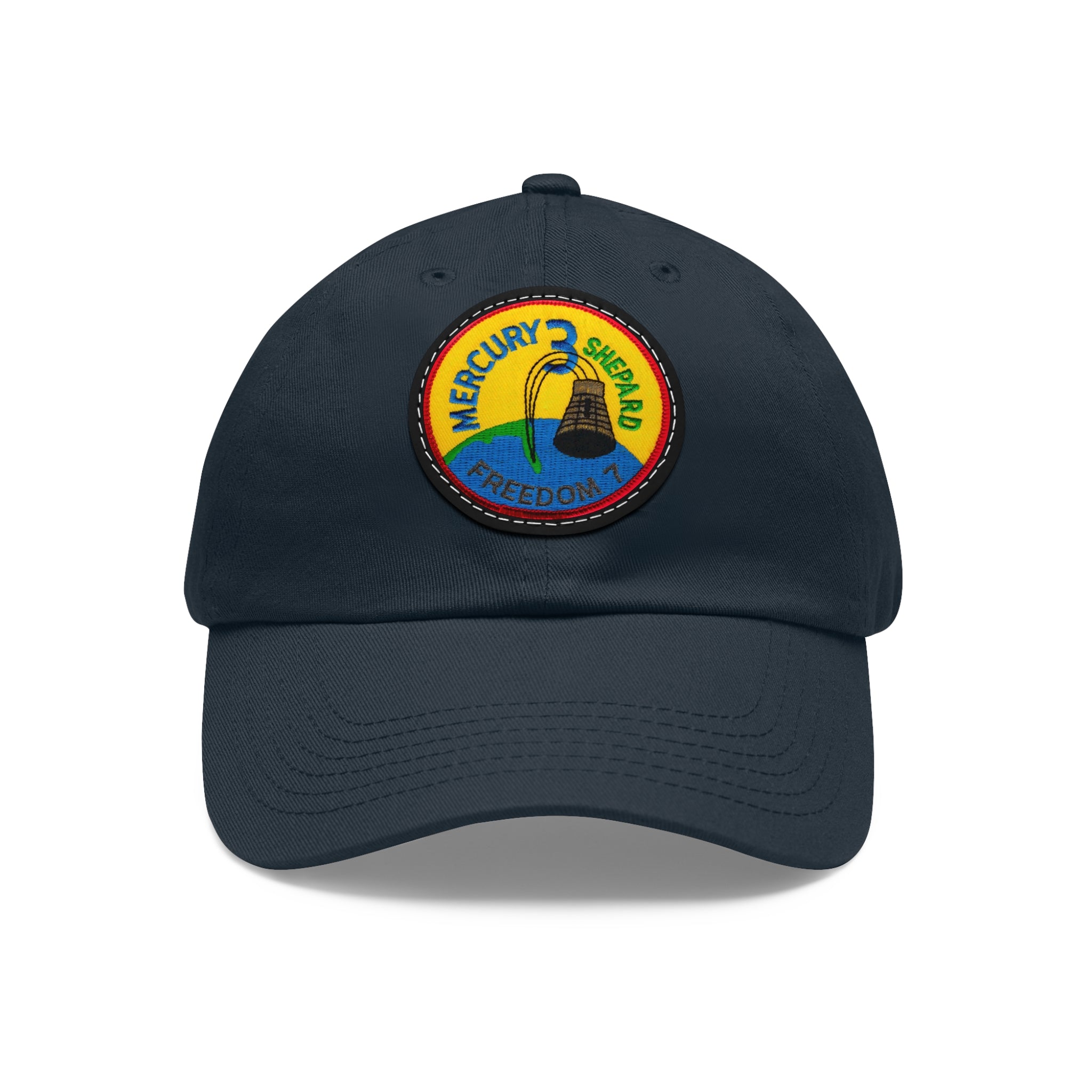 NASA Mercury 3 - Friendship 7 Flight Patch - Dad Hat with Leather Patch (Round)