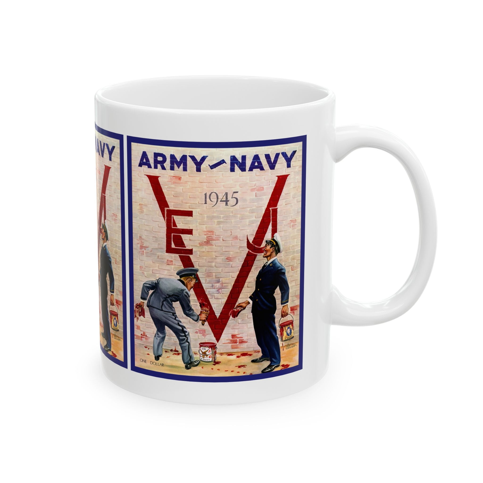1945 Vintage Army-Navy Football VE-VJ Program Cover - Ceramic Mug, 11oz