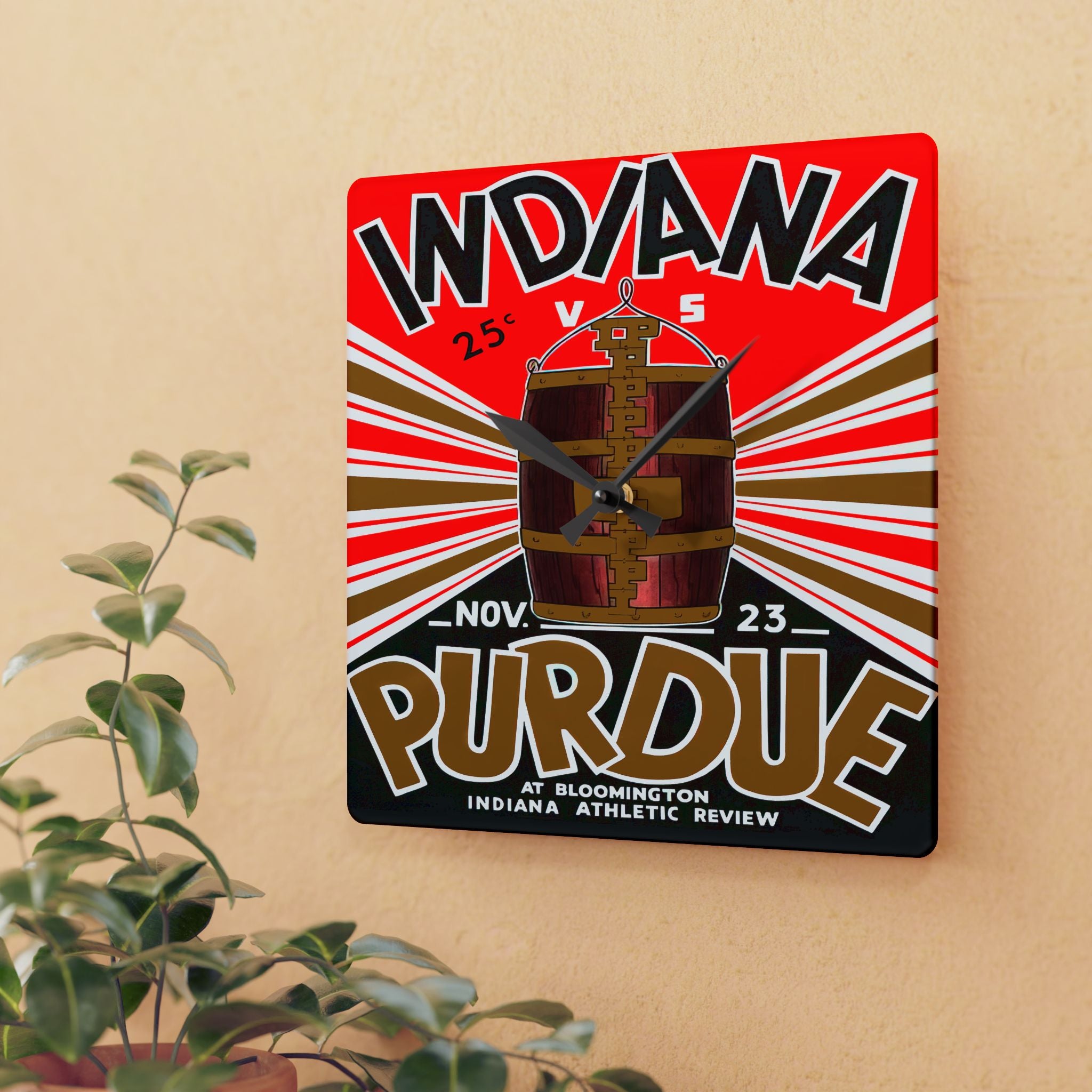 1935 Vintage Indiana - Purdue Football Program Cover - Acrylic Wall Clock