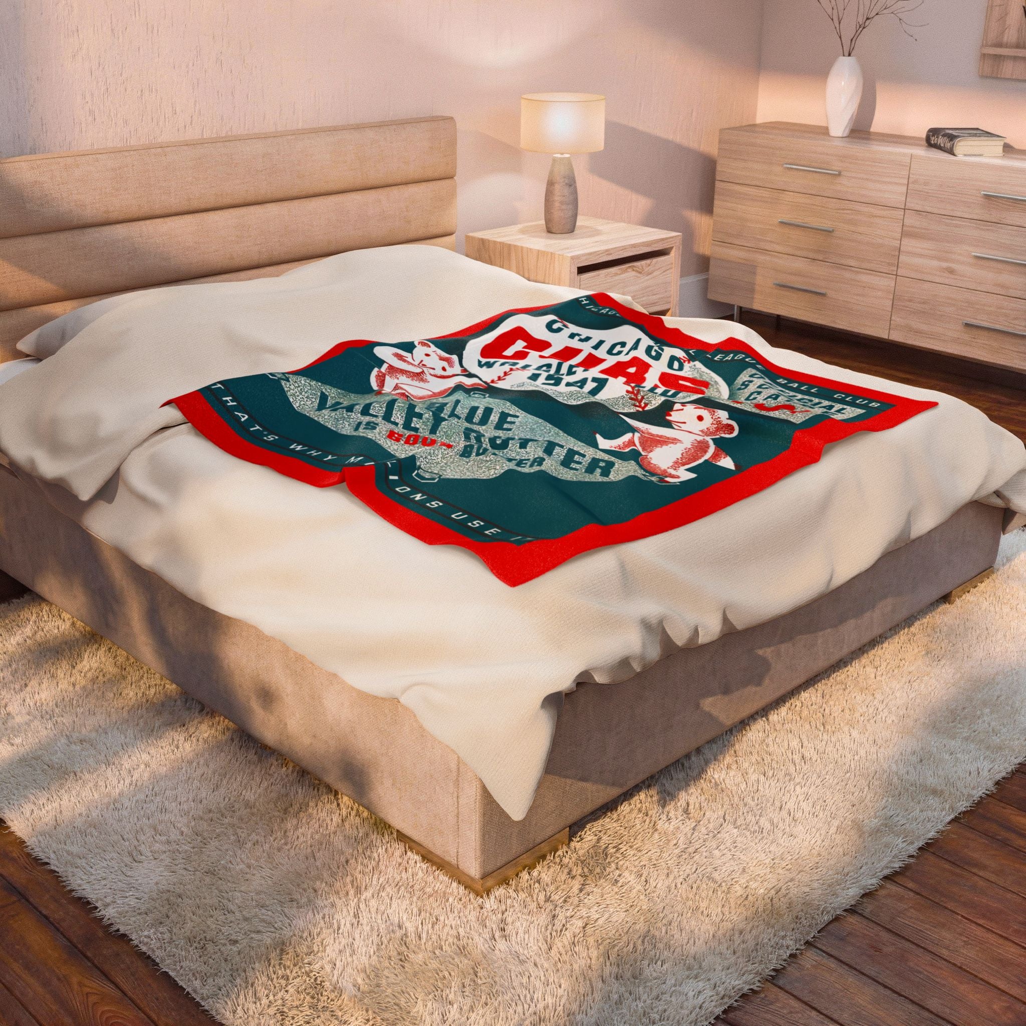 Velveteen Plush Blanket, 1937 Chicago Cubs Baseball Throw, Gift for Baseball Fans, Cozy Sports Blanket, Baseball Blanket, Cubs Fan Gift,