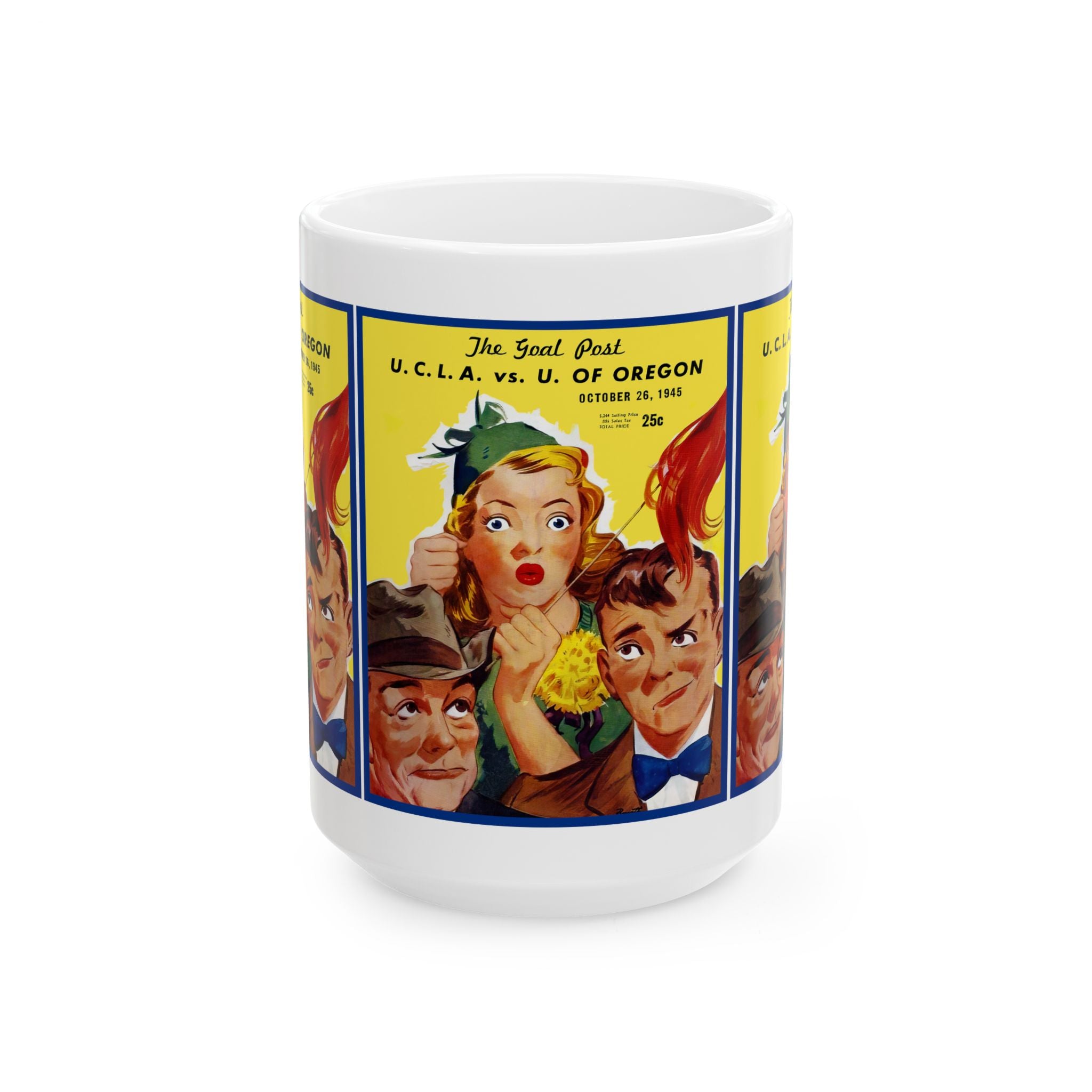 Vintage 1945 Football Oregon UCLA Ceramic Mug, College Sports Fan Cup, Sports Memorabilia Gift, Retro Football Team Mug, Sports Collectible