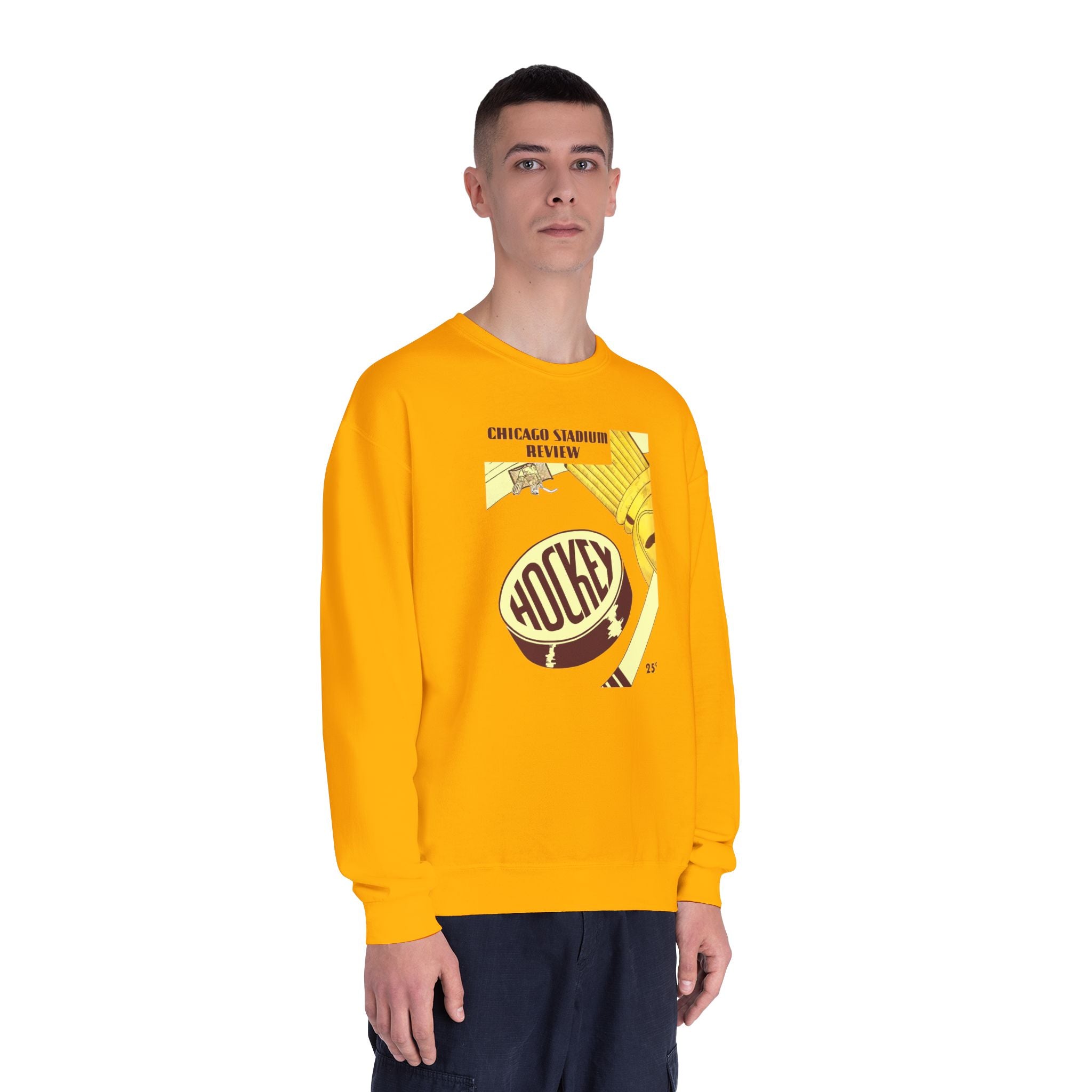1947-1948 Vintage Chicago Black Hawks Hockey Program Cover  -  NuBlend® Crewneck Sweatshirt