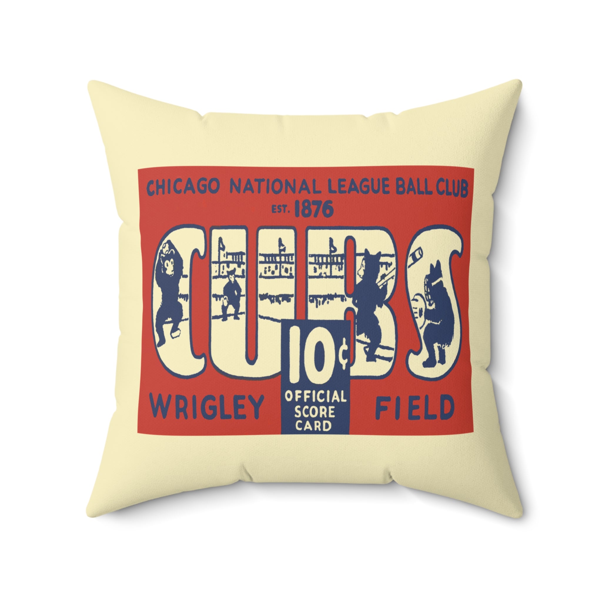 1929 Chicago Baseball Square Indoor Pillow — Vintage Team Memorabilia Throw Pillow
