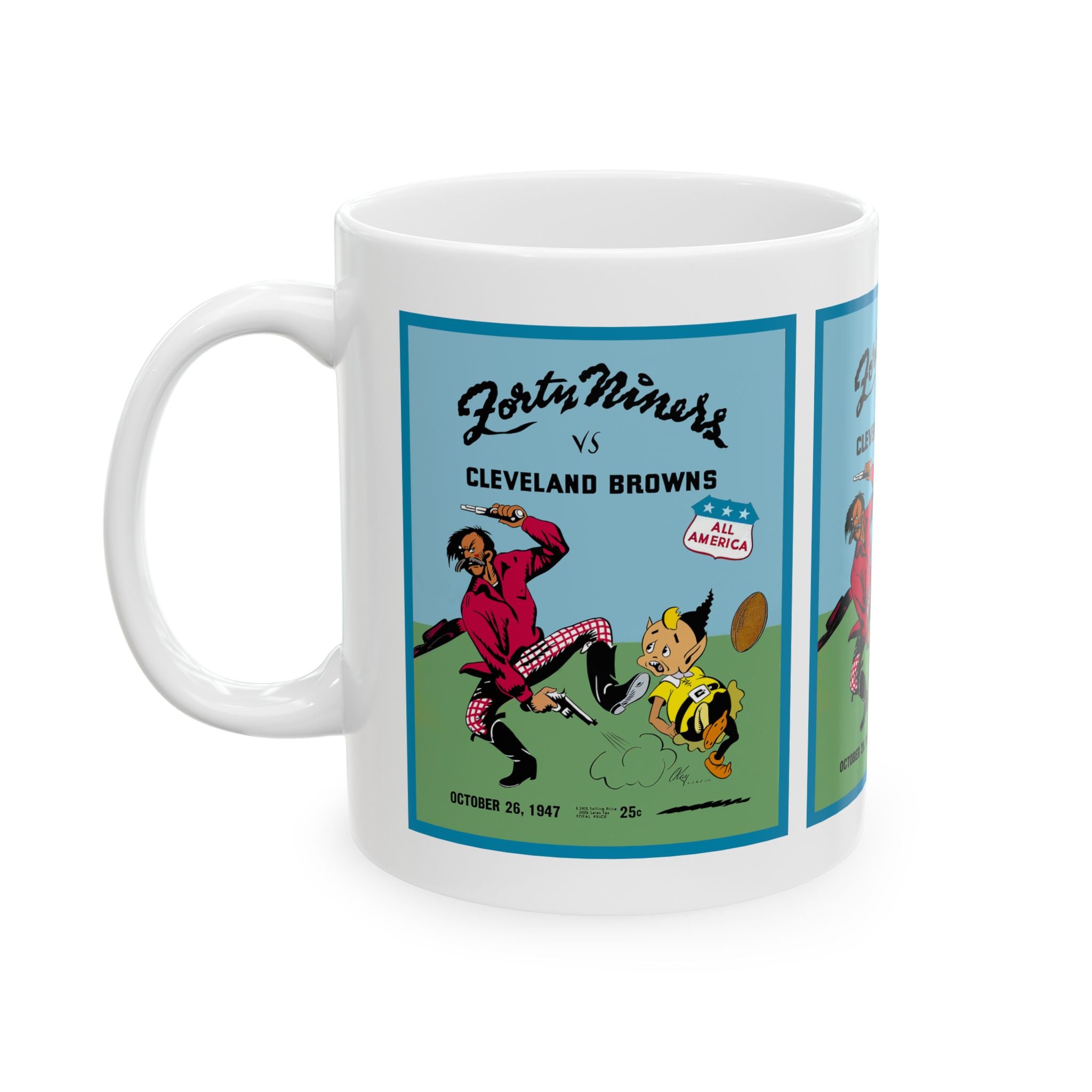 1947 Vintage Cleveland Browns - San Francisco 49ers Football Program Cover - Ceramic Mug, 11oz