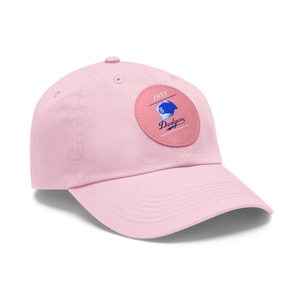 1955 Brooklyn Dodgers Baseball - Dad Hat with Leather Patch (Round)