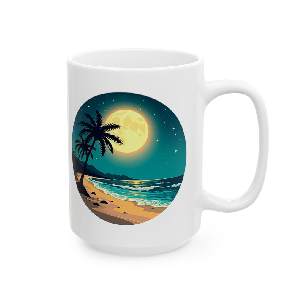 Moonlight Hawaii Ceramic Mug - Tropical Island Coffee Cup, Aloha Tea Mug, Hawaiian Gift, Beach Lover Souvenir, Summer Vacation Drinkware