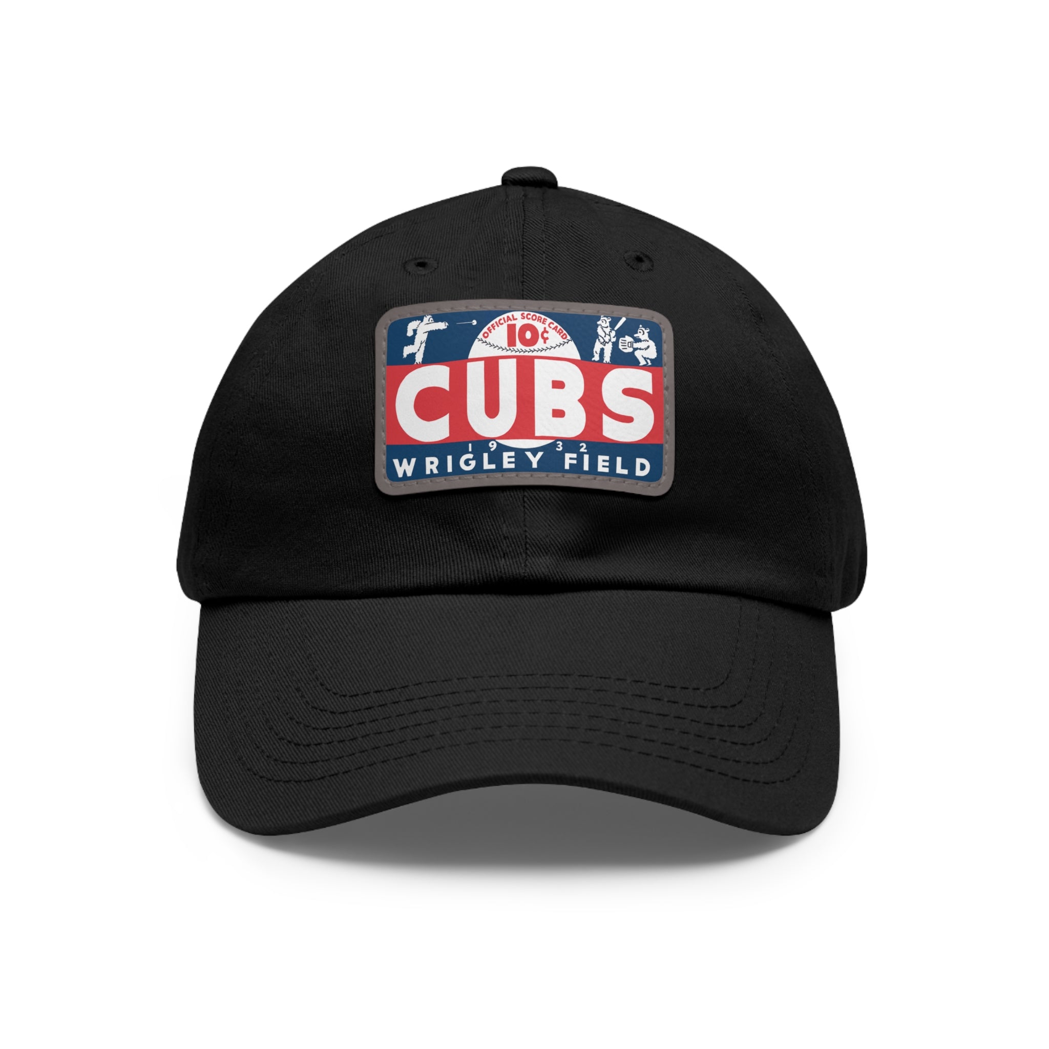 1932 Vintage Chicago Cubs Wrigley Field Scorecard Cover - Dad Hat with Leather Patch (Rectangle)