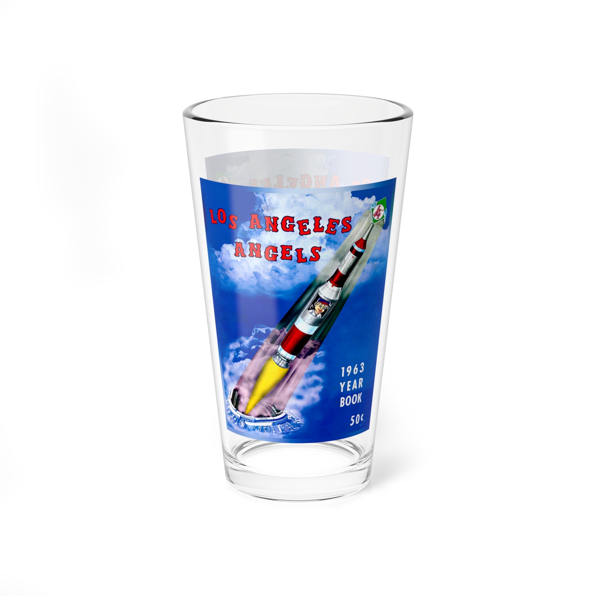 1963 Baseball Los Angeles Mixing Glass, 16oz | Vintage Sports Bar Glass