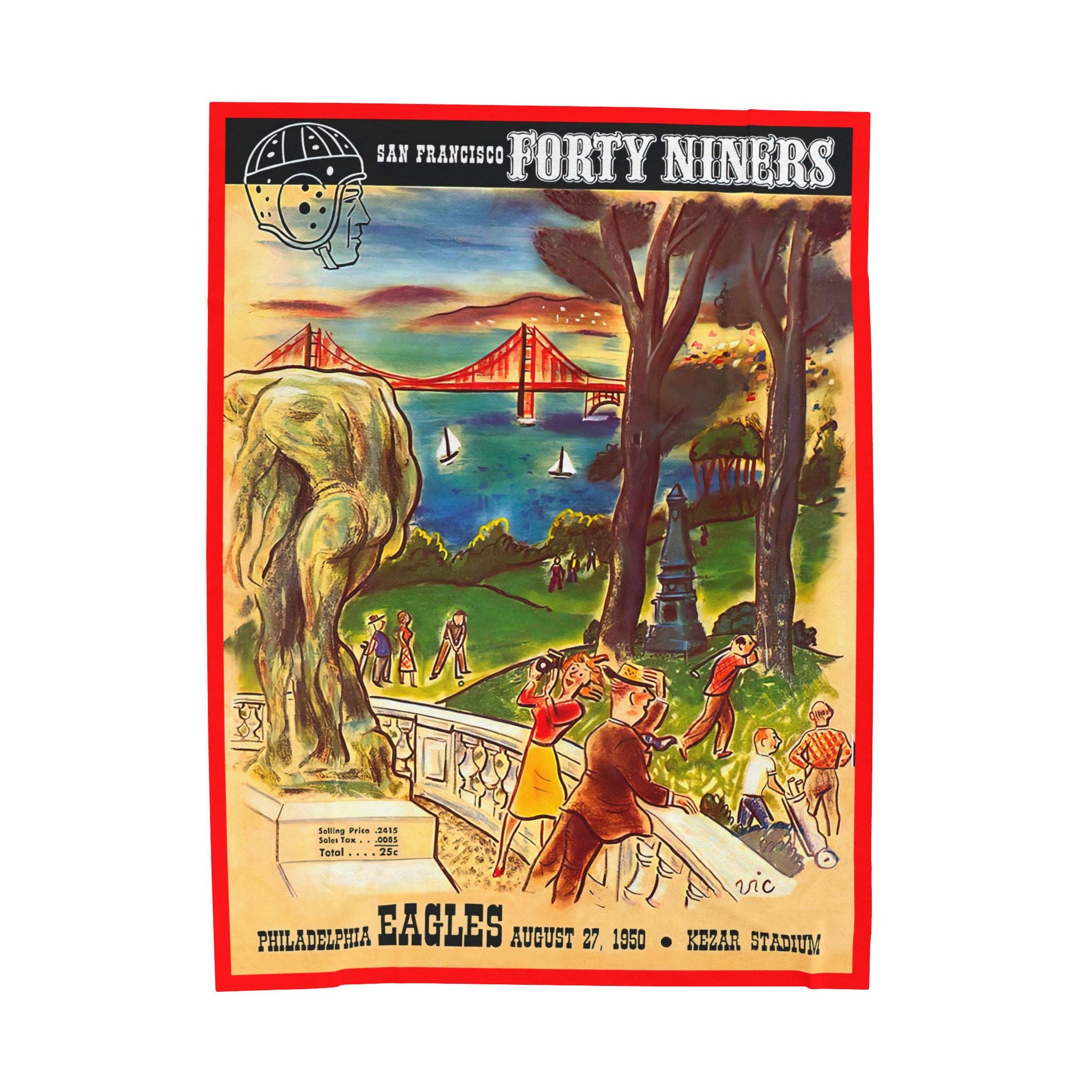 1950 San Francisco Forty Niners Vintage Program Cover Velveteen Plush Blanket 50" × 60" / 60" × 80"