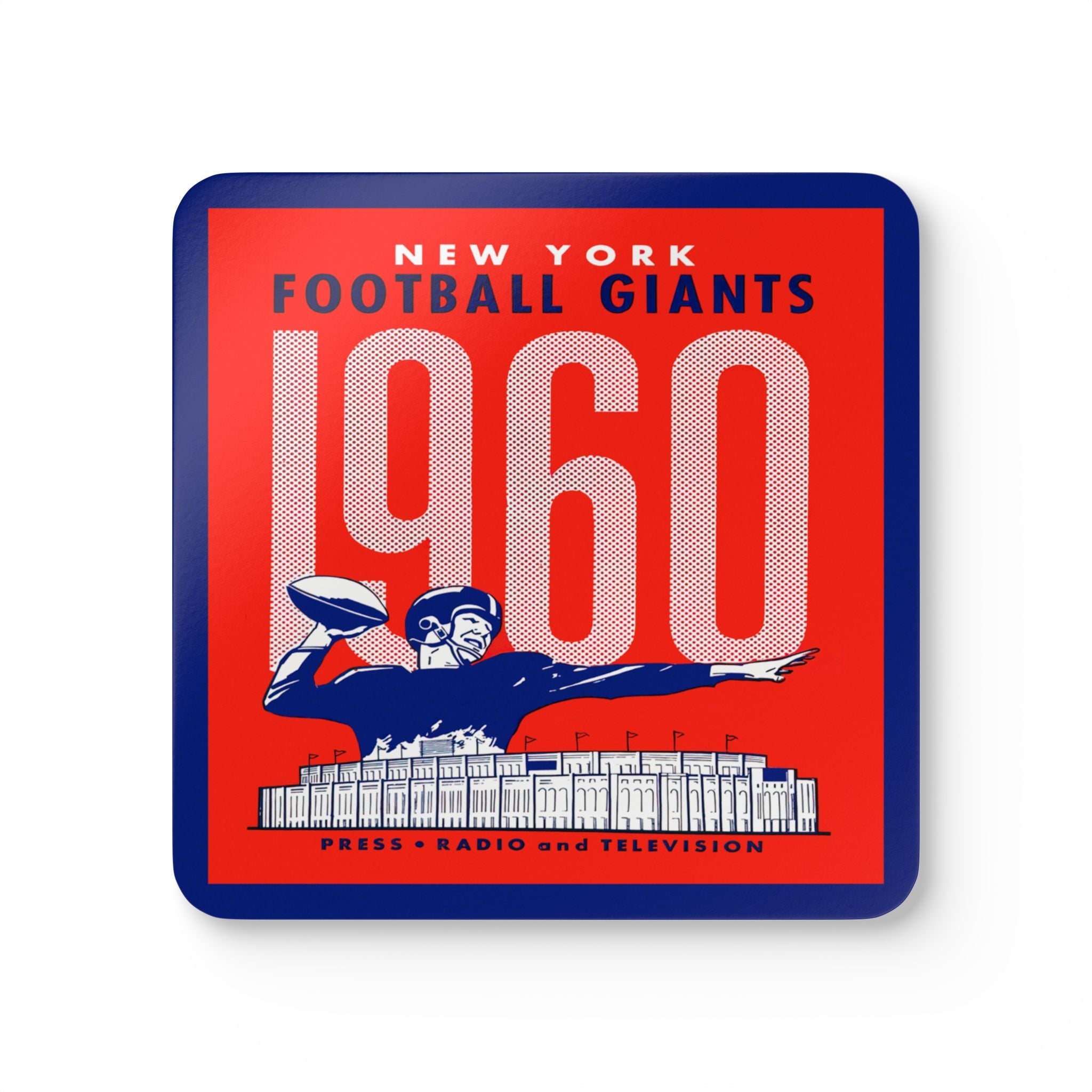 1960 Vintage New York Giants Football Media Guide Cover - Corkwood Coaster Set